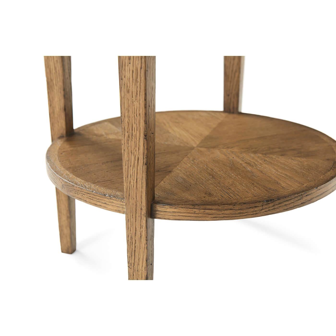 Contemporary Oak Parquetry Round Side Table, Light Oak For Sale