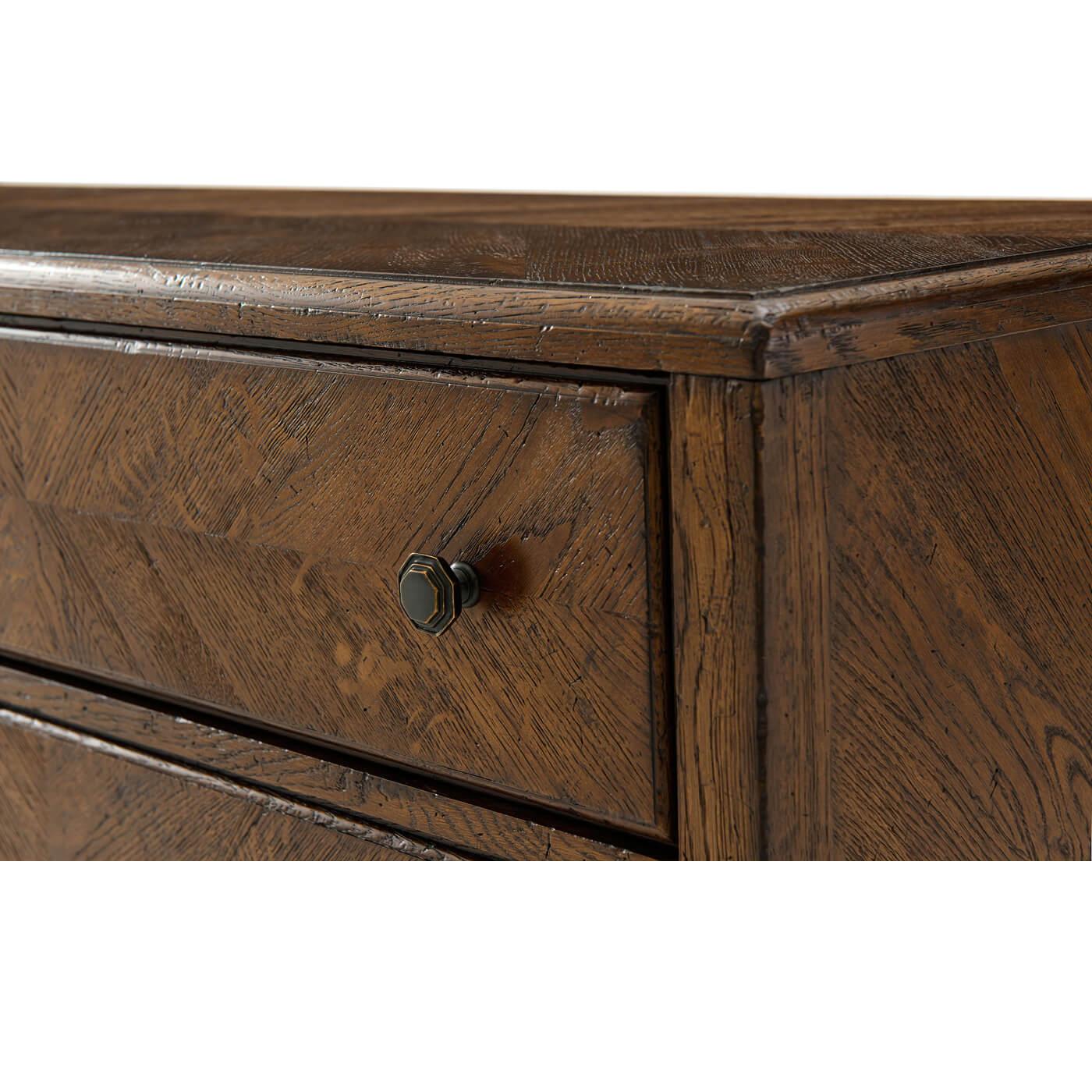 Oak Parquetry Six Drawer Dresser In New Condition For Sale In Westwood, NJ