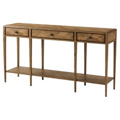 Oak Parquetry Two Tier Console Table