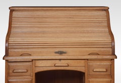 Oak Pedestal Roll Top Desk
