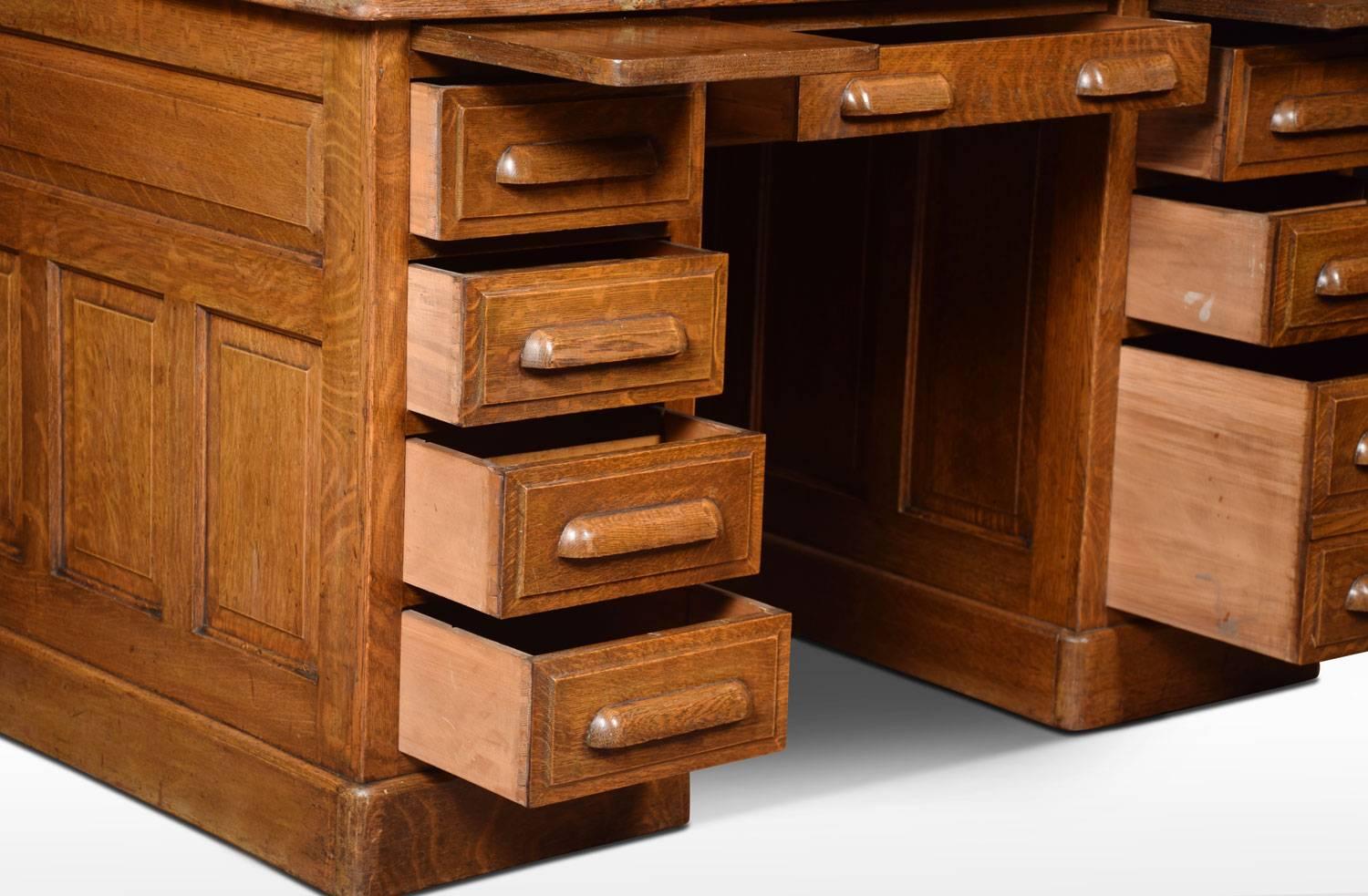 Oak Pedestal Roll Top Desk 1