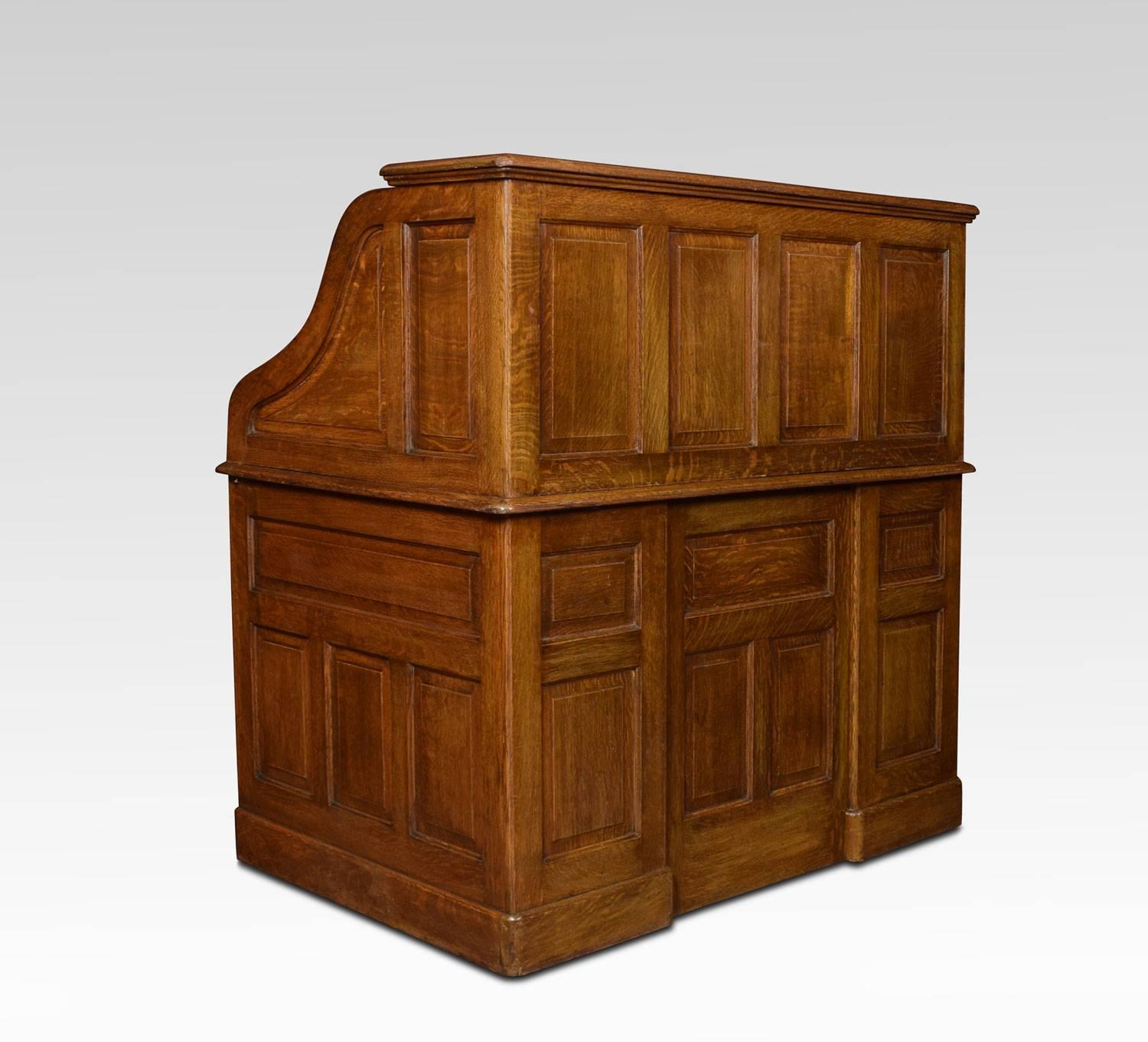 Oak Pedestal Roll Top Desk 2
