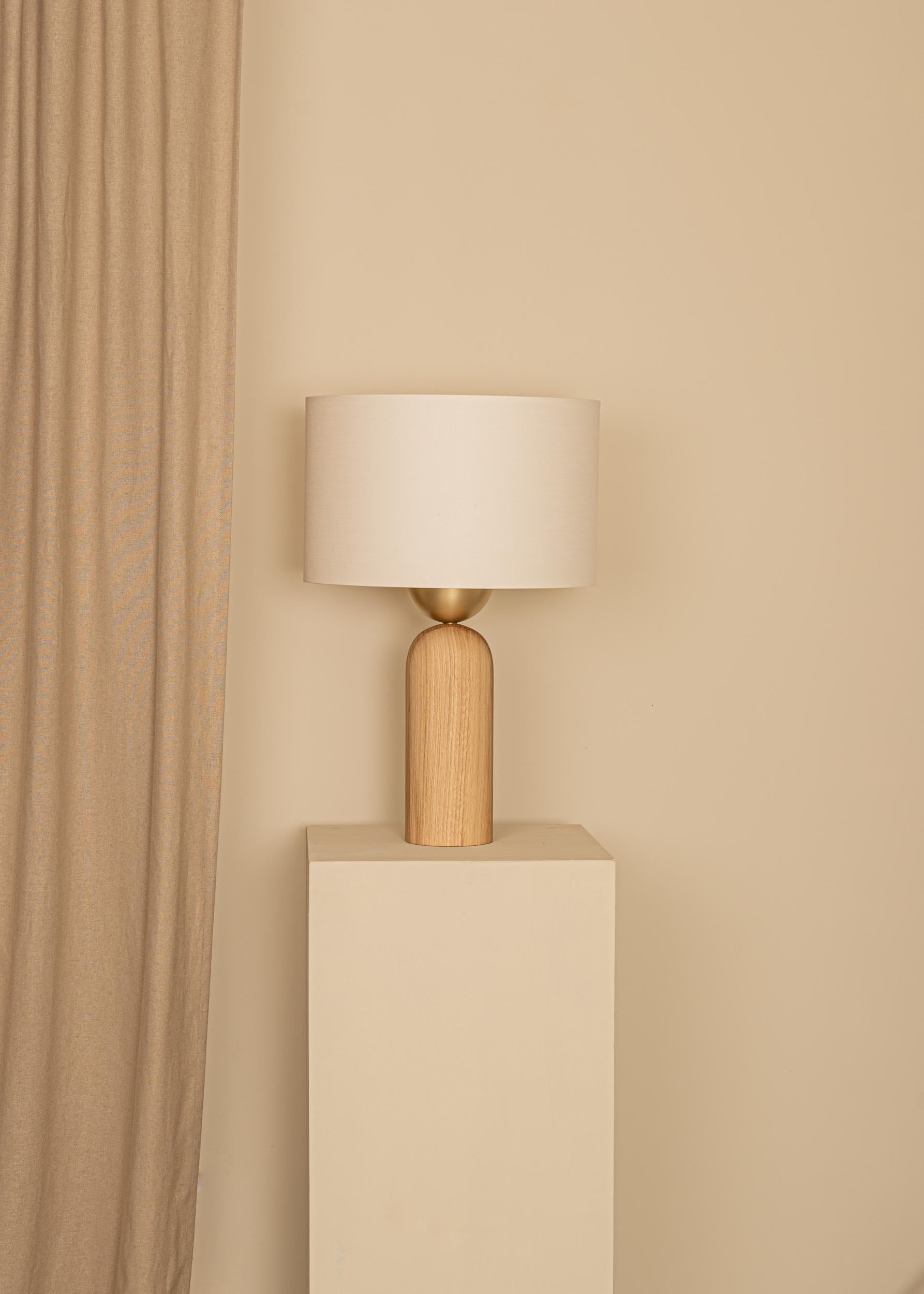 Oak Peona Table Lamp by Simone & Marcel In New Condition For Sale In Geneve, CH