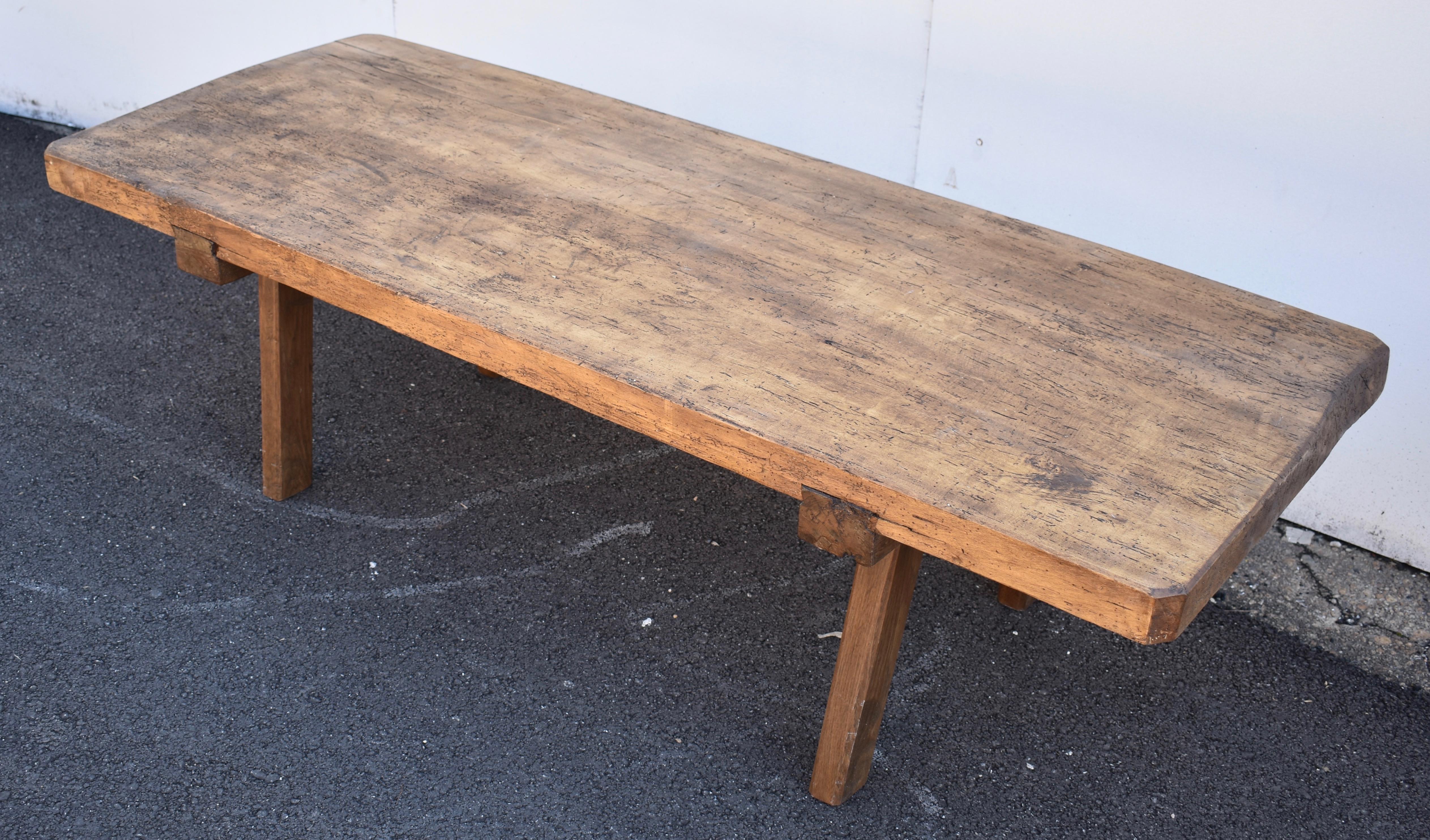 Lucidato Oak Pig Bench Butcher's Block Coffee Table, Dated 1954