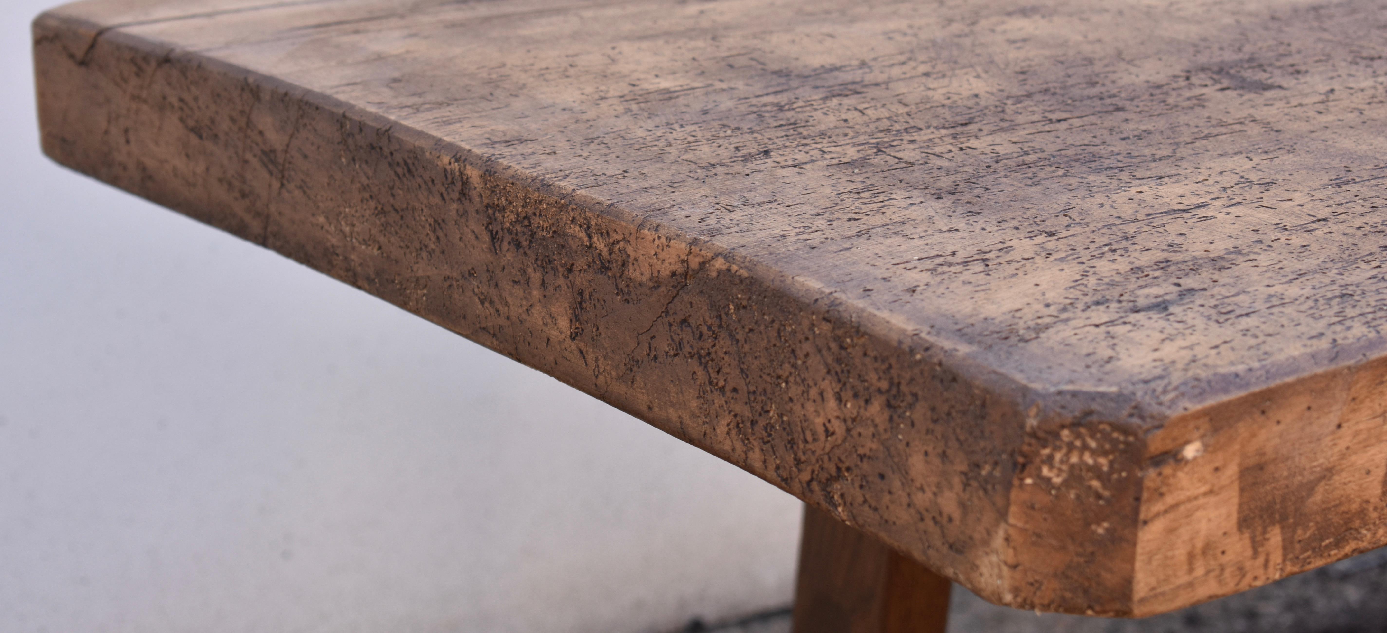 Oak Pig Bench Butcher's Block Coffee Table, Dated 1954 1