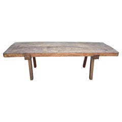 Retro Oak Pig Bench Butcher's Block Coffee Table, Dated 1954