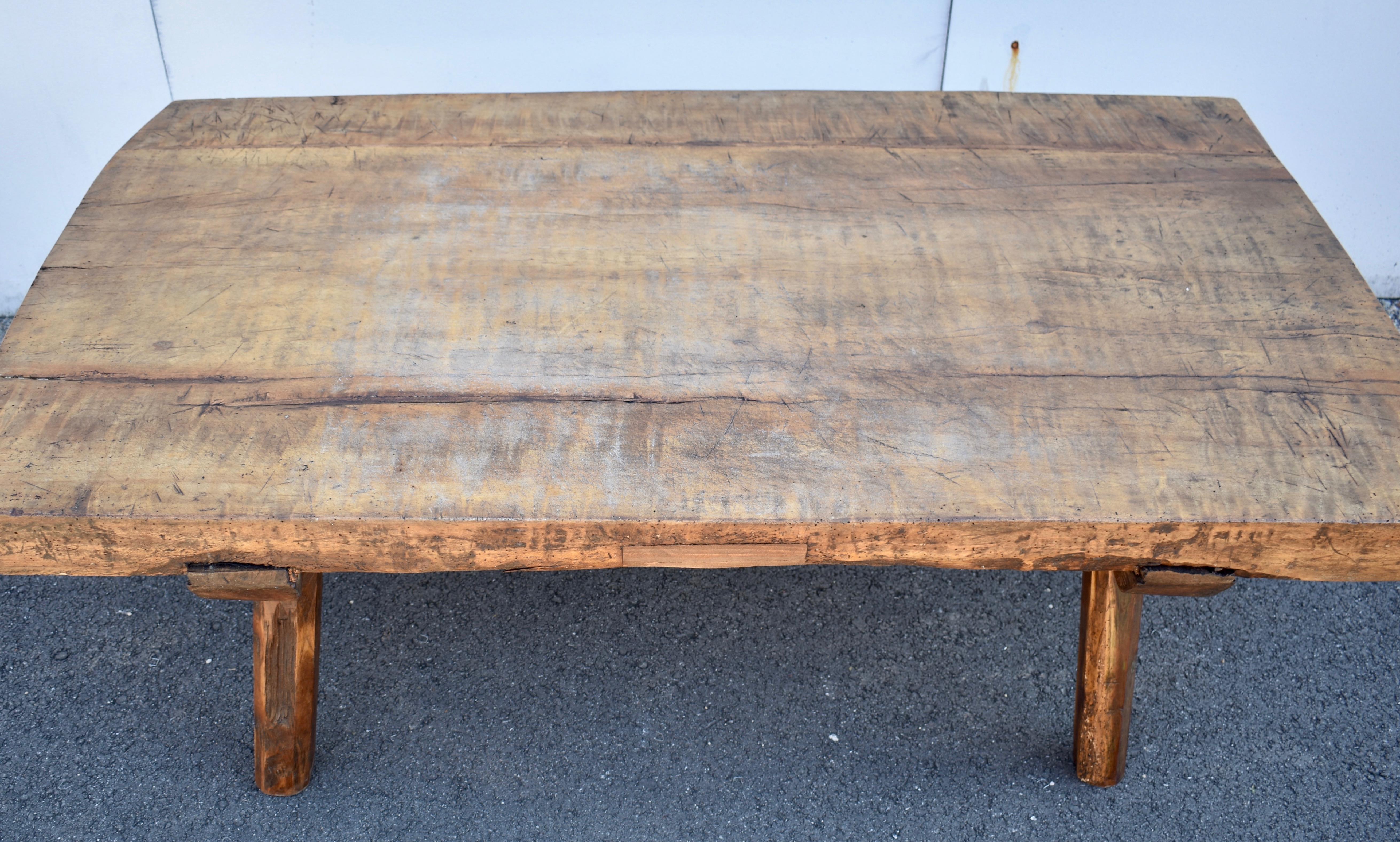 Oak Pig Bench Butcher's Block Coffee Table For Sale 10
