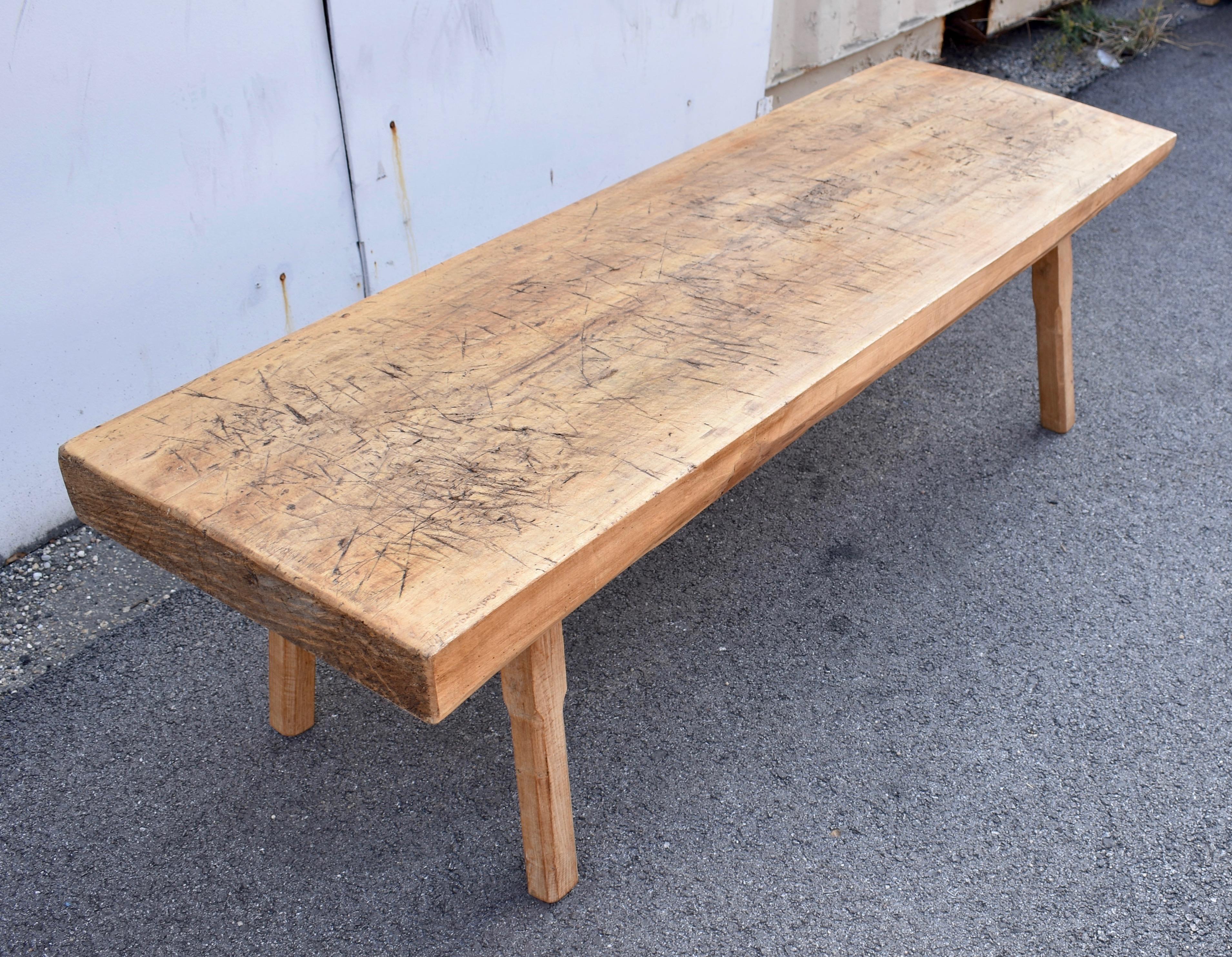 Industriel Oak Pig Bench Butcher's Block Coffee Table en vente
