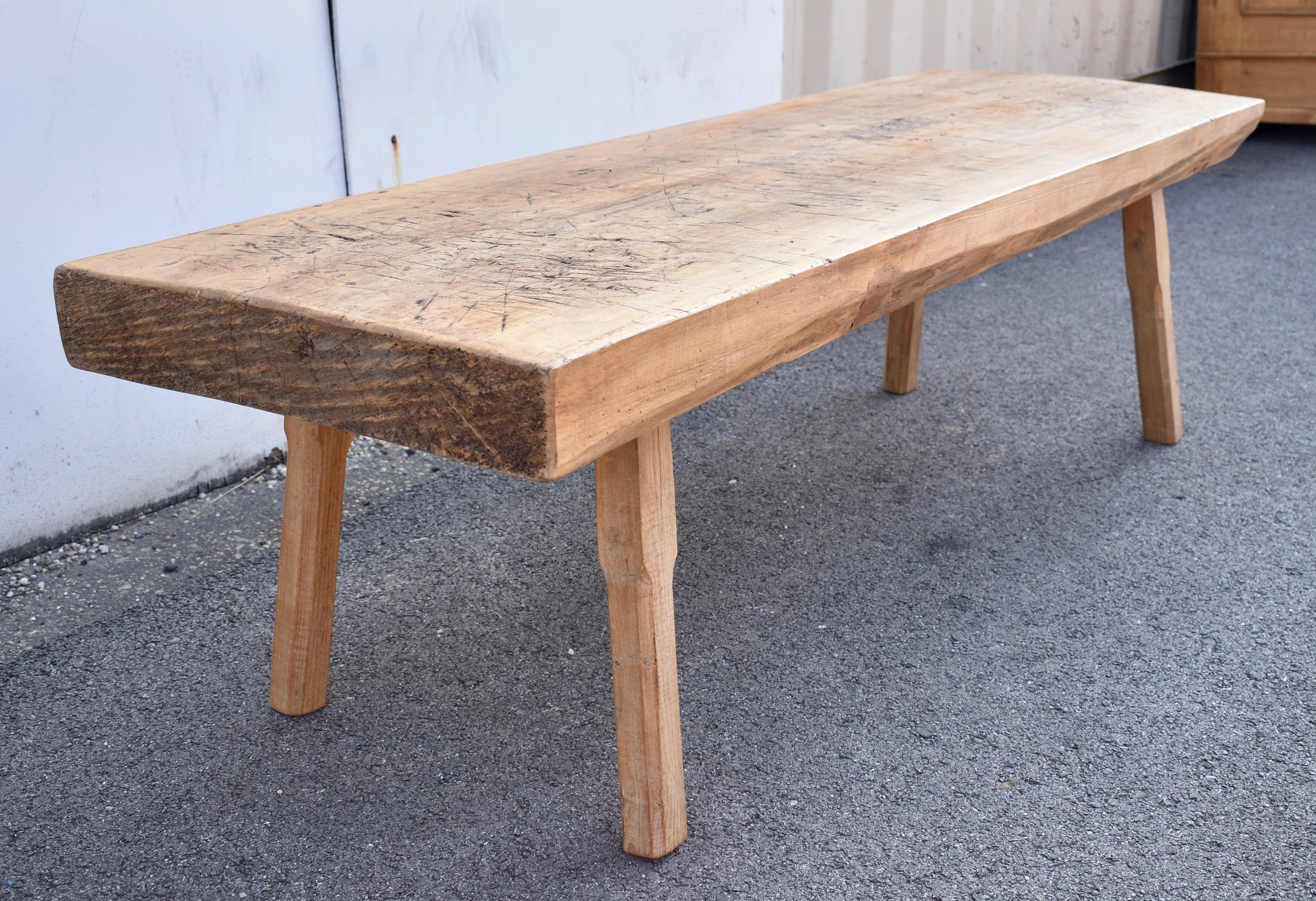 Hongrois Oak Pig Bench Butcher's Block Coffee Table en vente