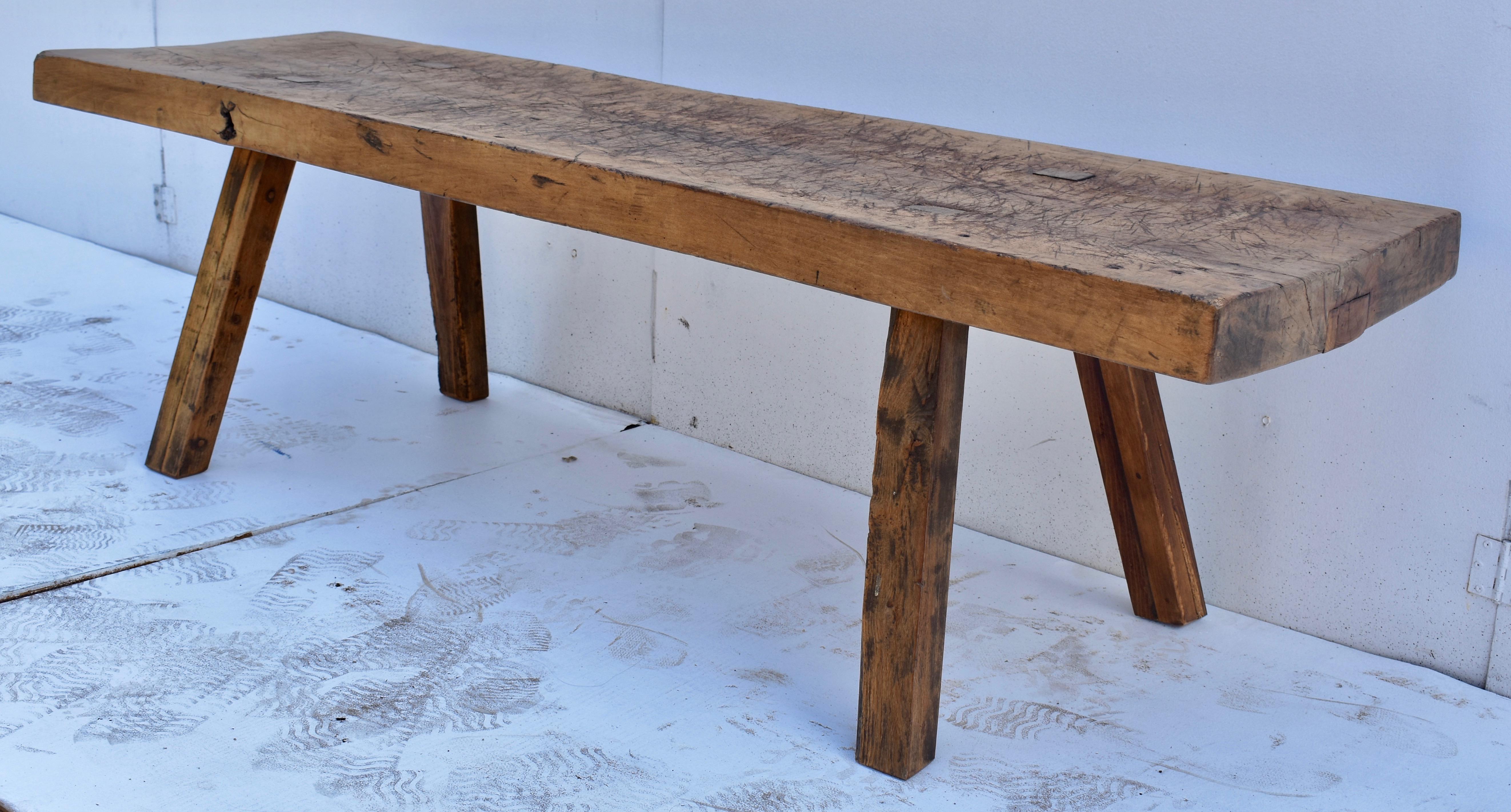Polished Oak Pig Bench Butcher's Block Coffee Table