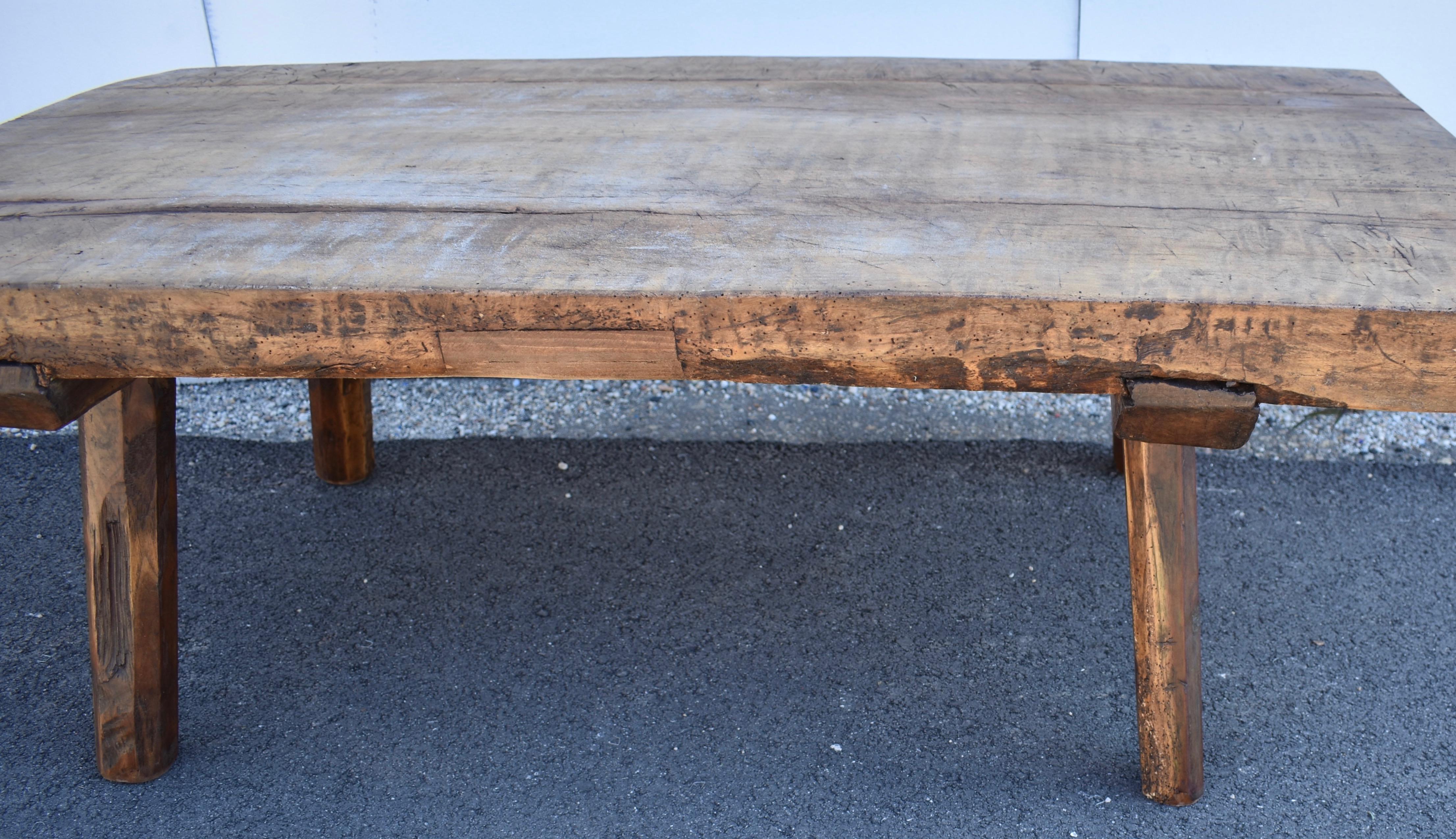 Oak Pig Bench Butcher's Block Coffee Table For Sale 1