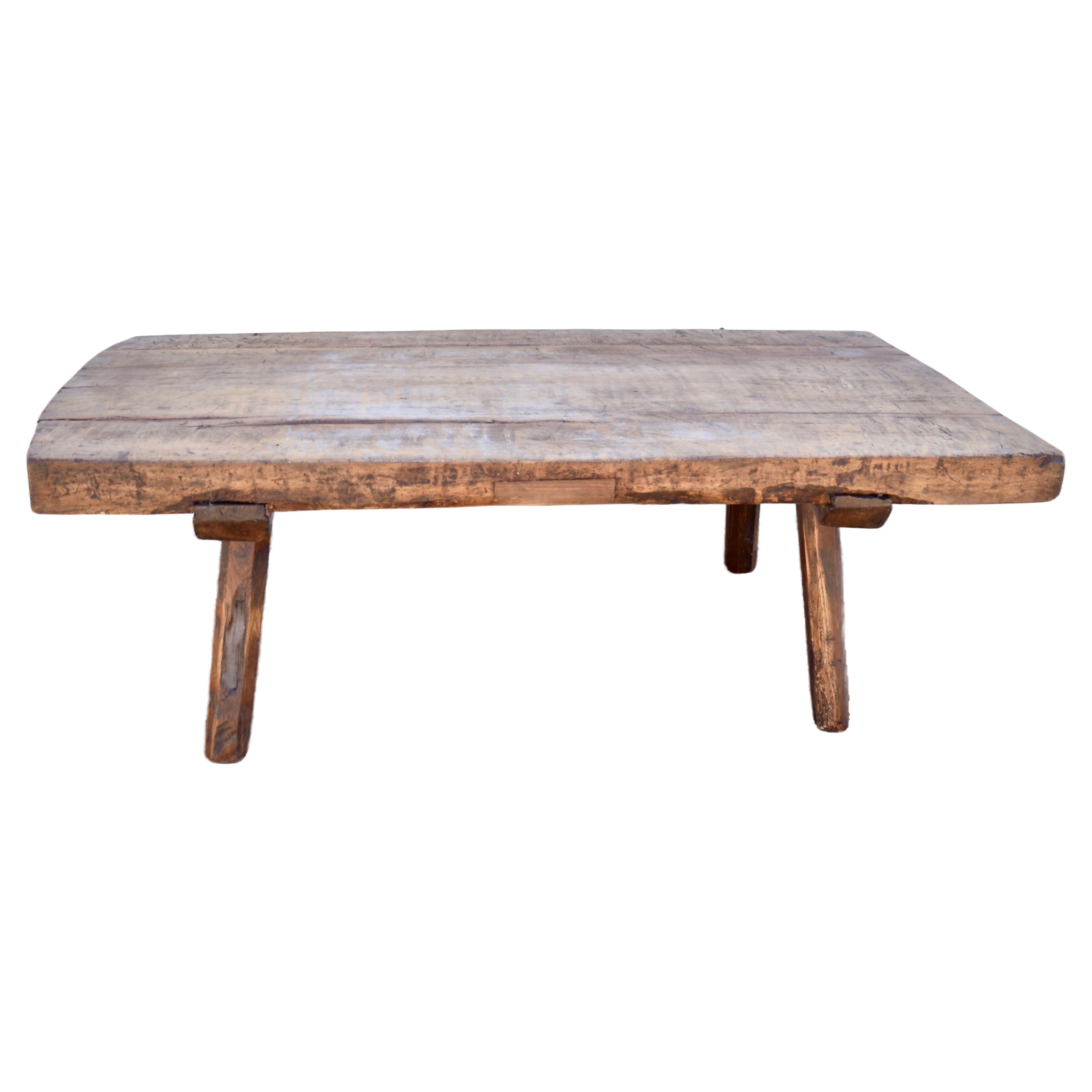 Oak Pig Bench Butcher's Block Coffee Table For Sale