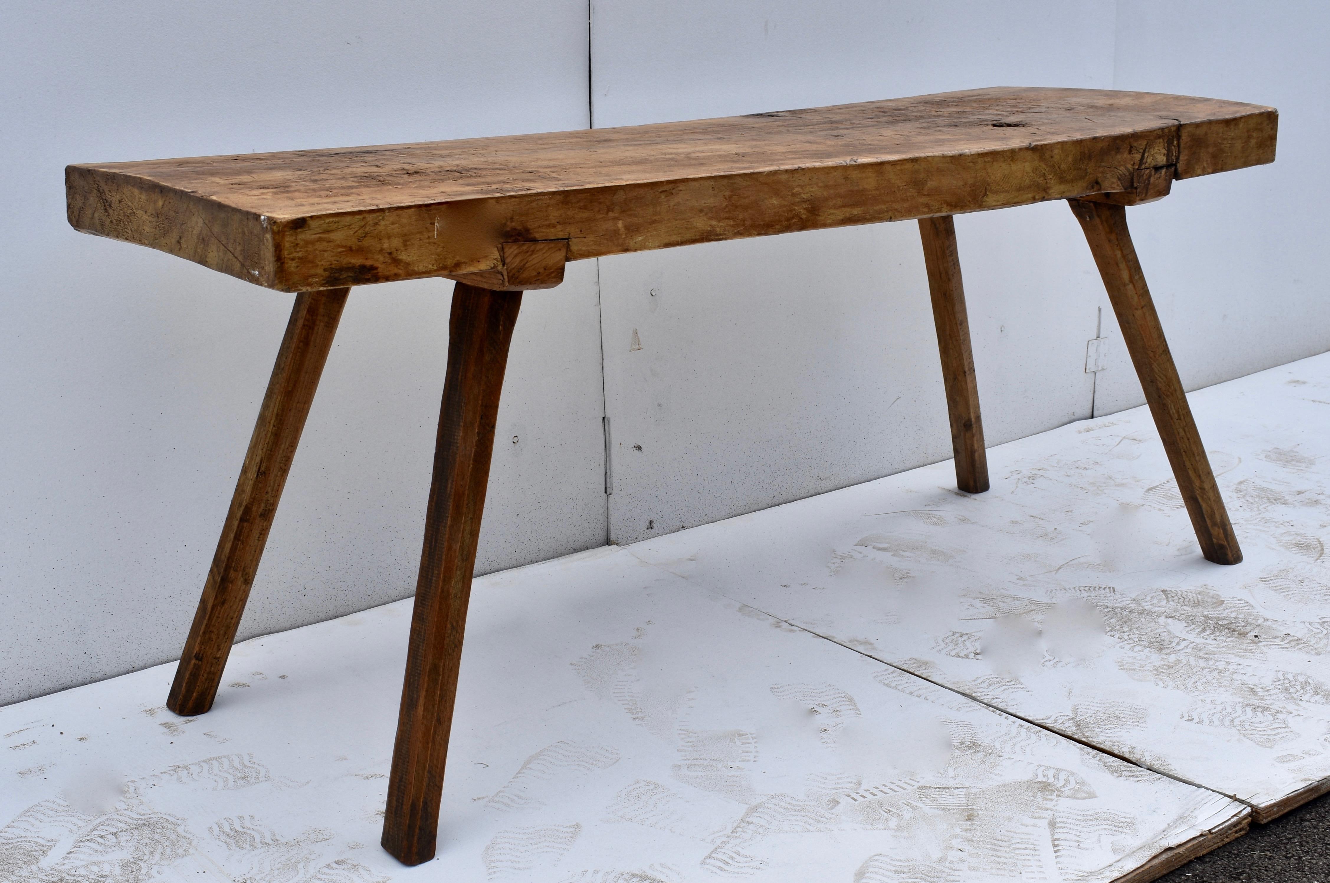 Industrial Oak Pig Bench Butcher's Block Table