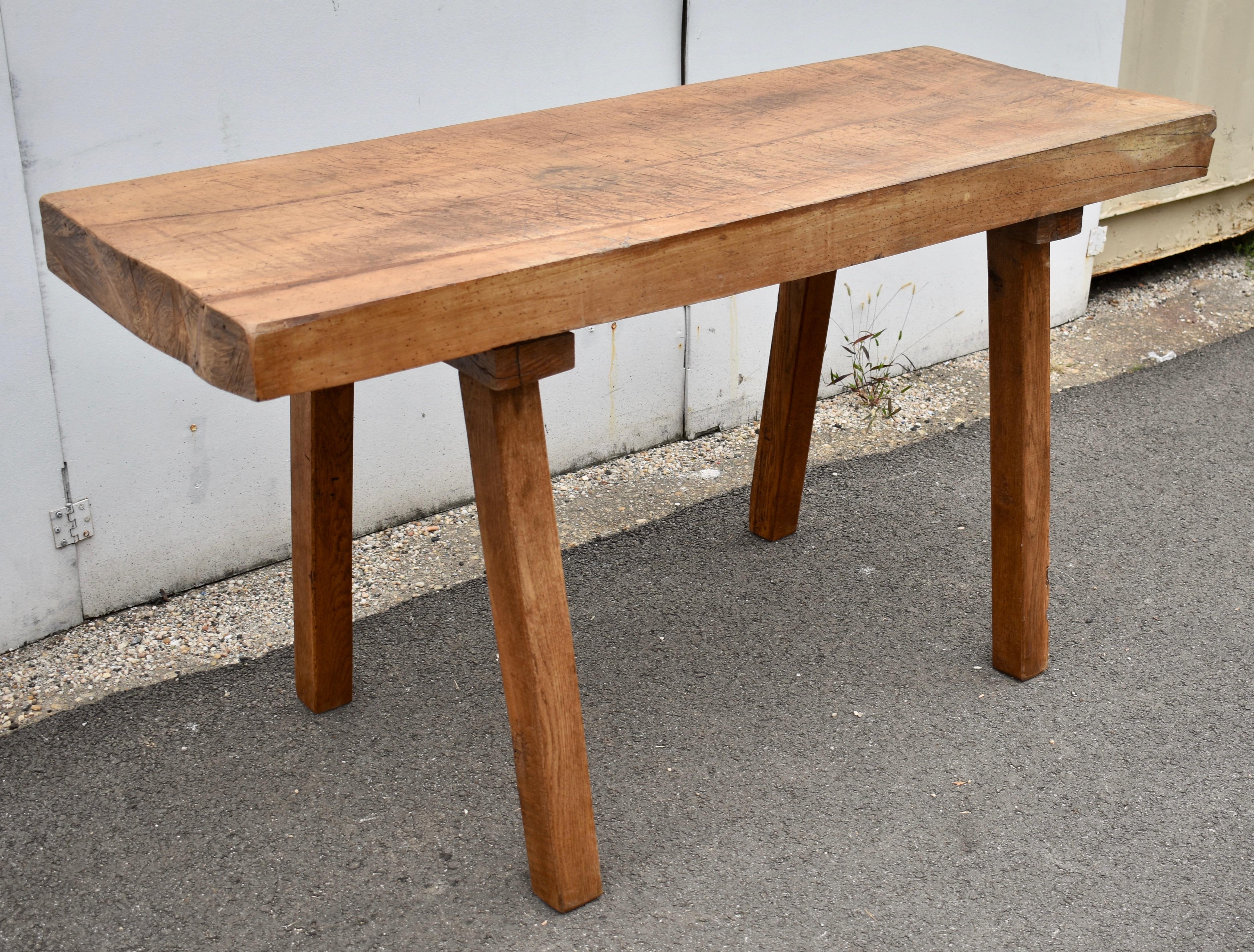 Hungarian Oak Pig Bench Butcher's Block Table For Sale