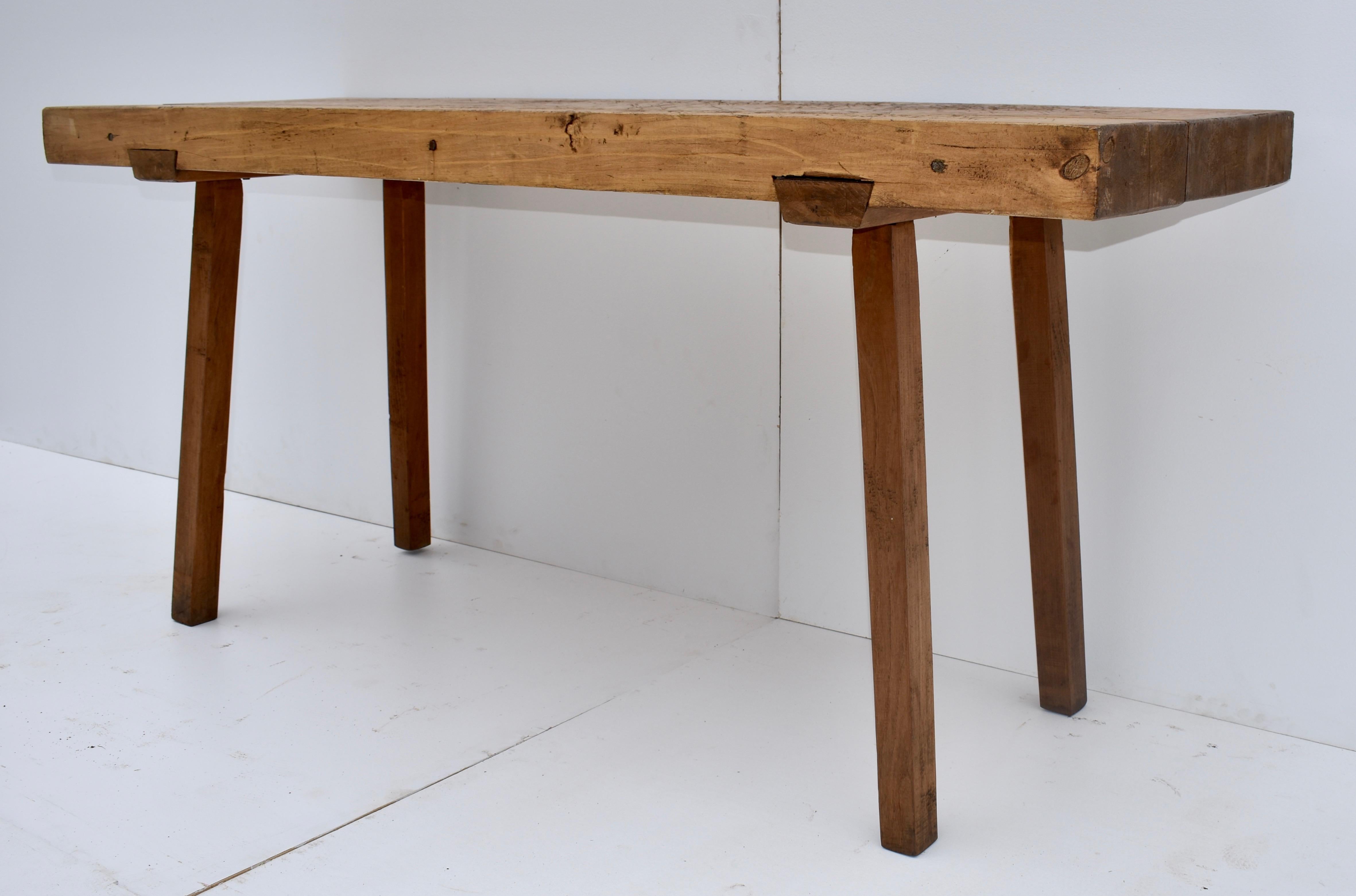 Polished Oak Pig Bench Butcher's Block Table