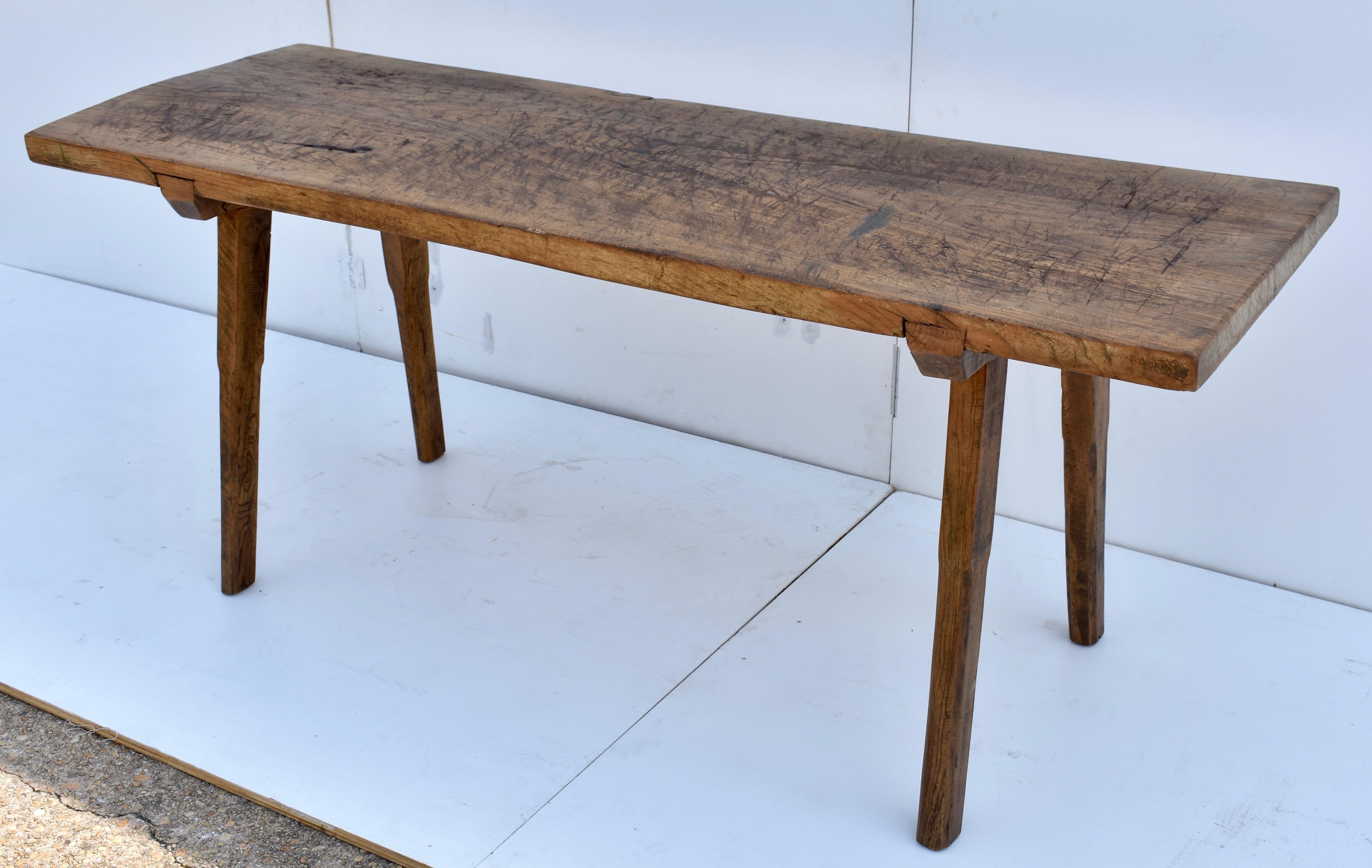 Polished Oak Pig Bench Butcher's Block Table