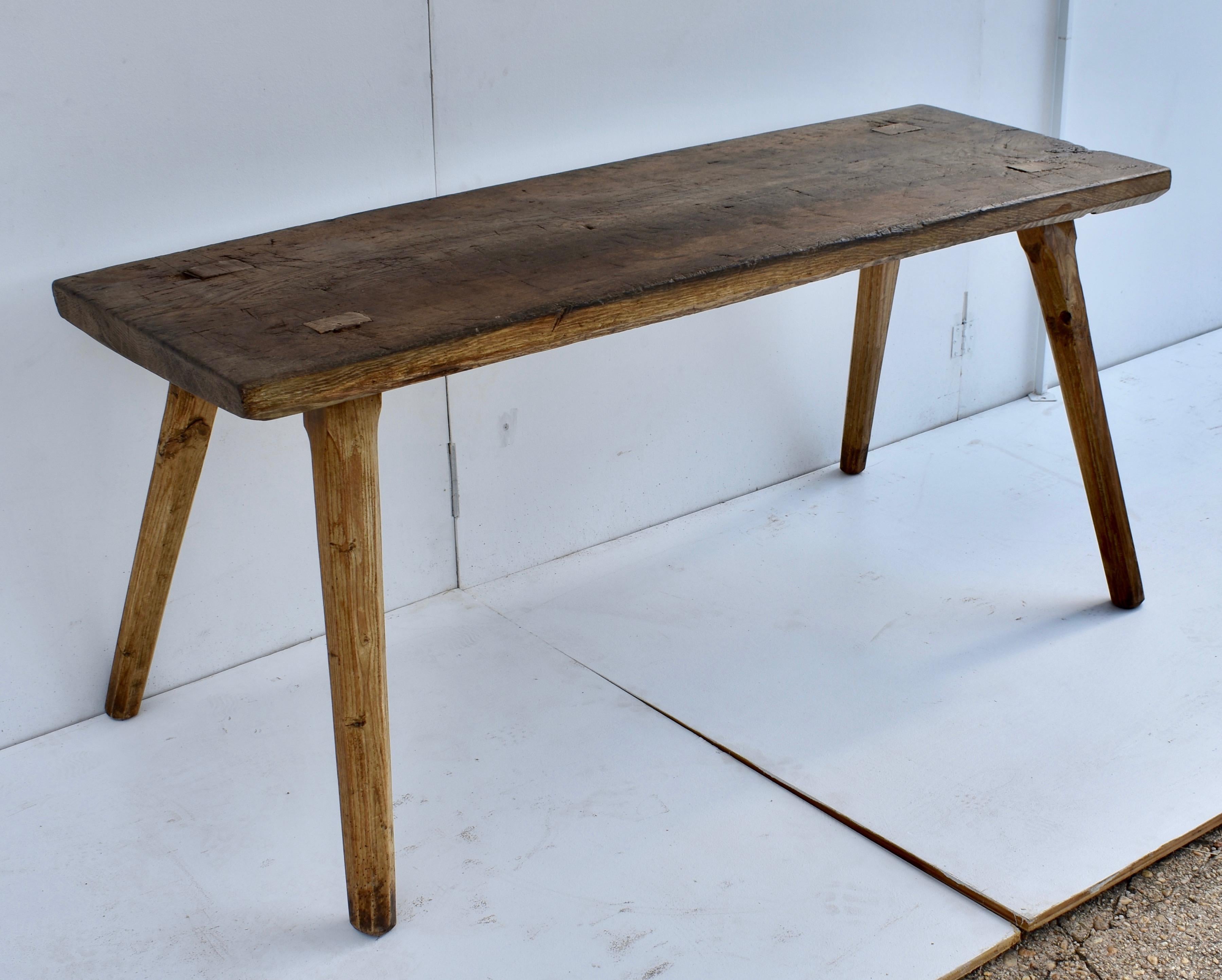 Polished Oak Pig Bench Butcher's Block Table