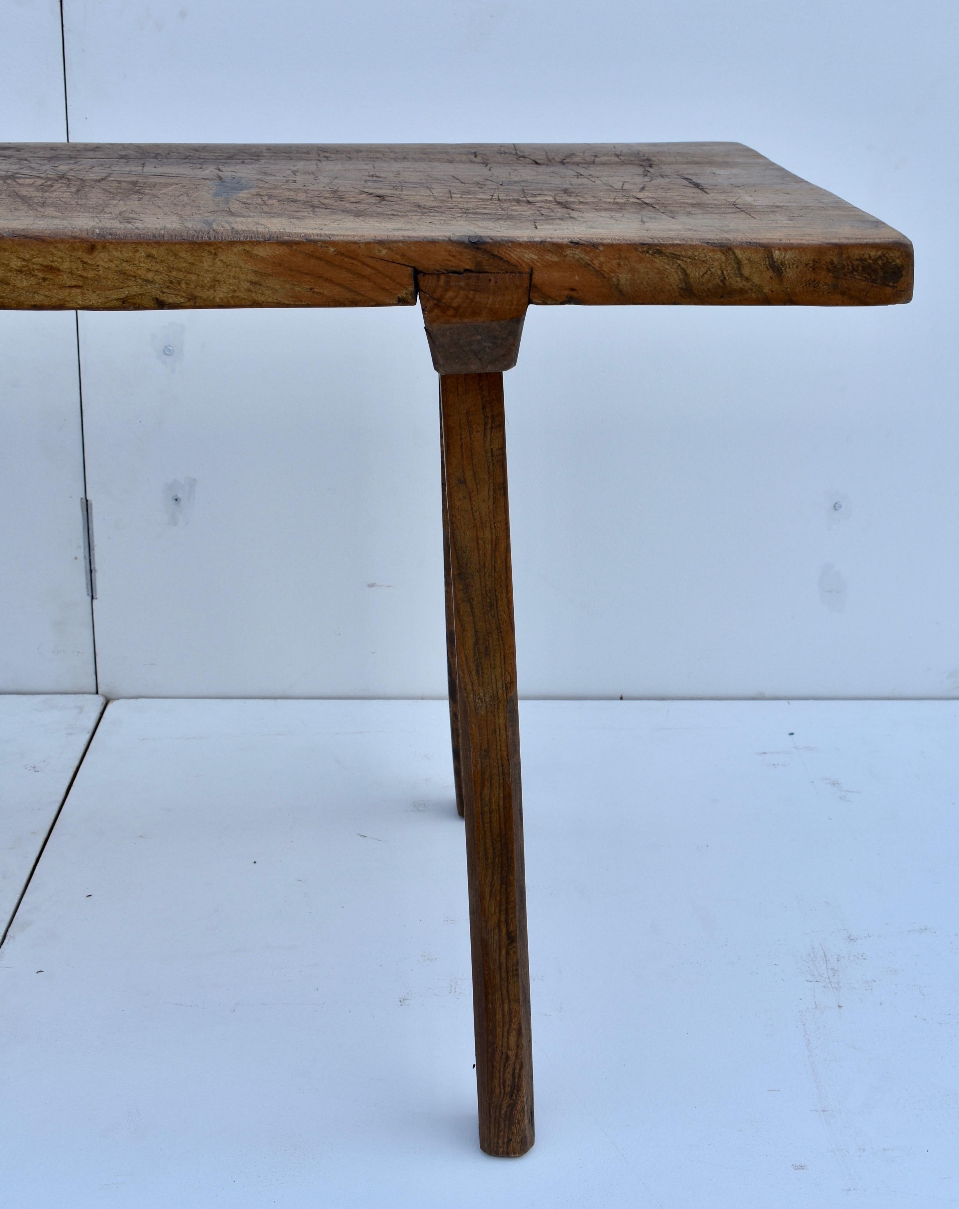 Oak Pig Bench Butcher's Block Table In Good Condition In Baltimore, MD