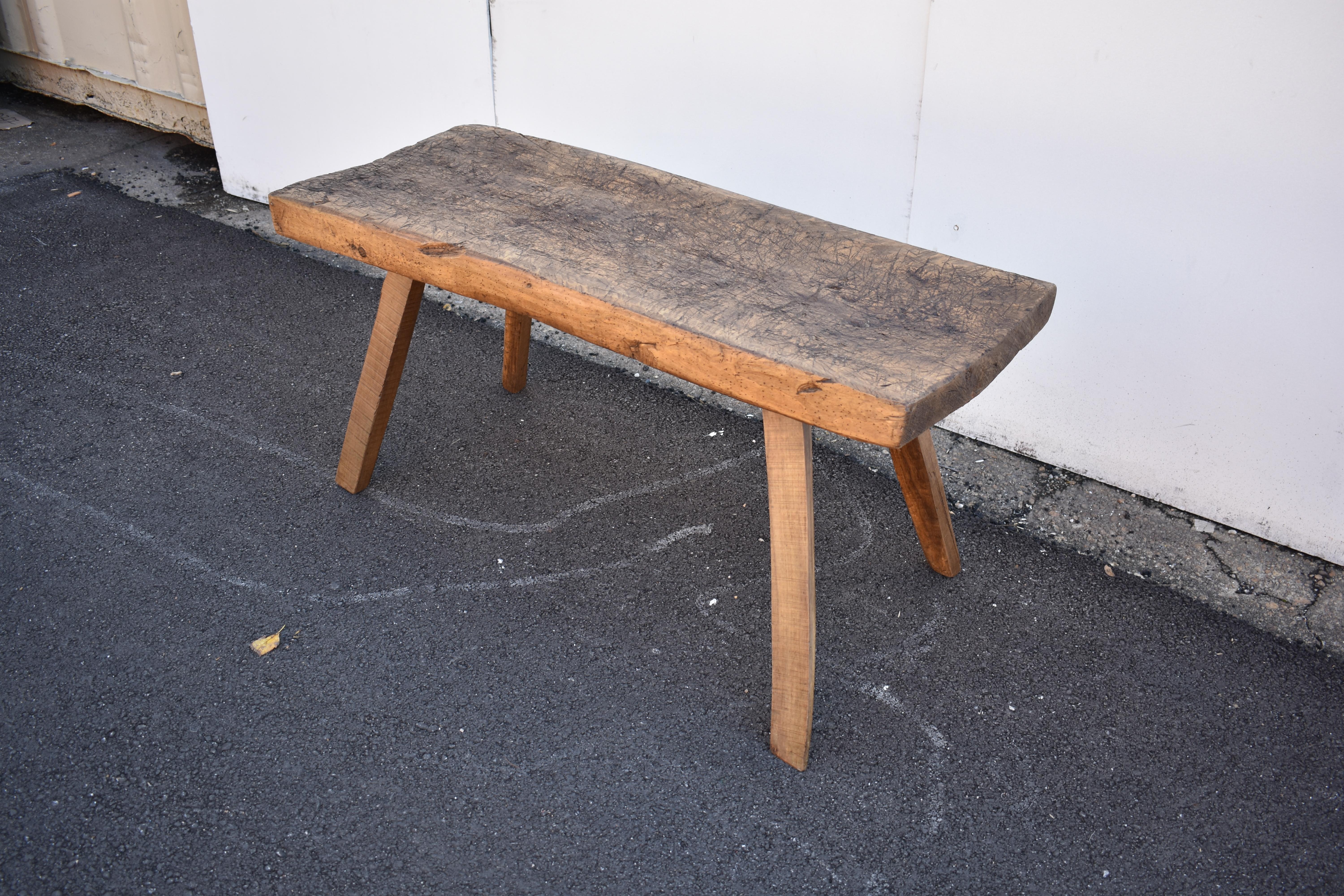 Country Oak Pig Bench Butcher's Block Table For Sale