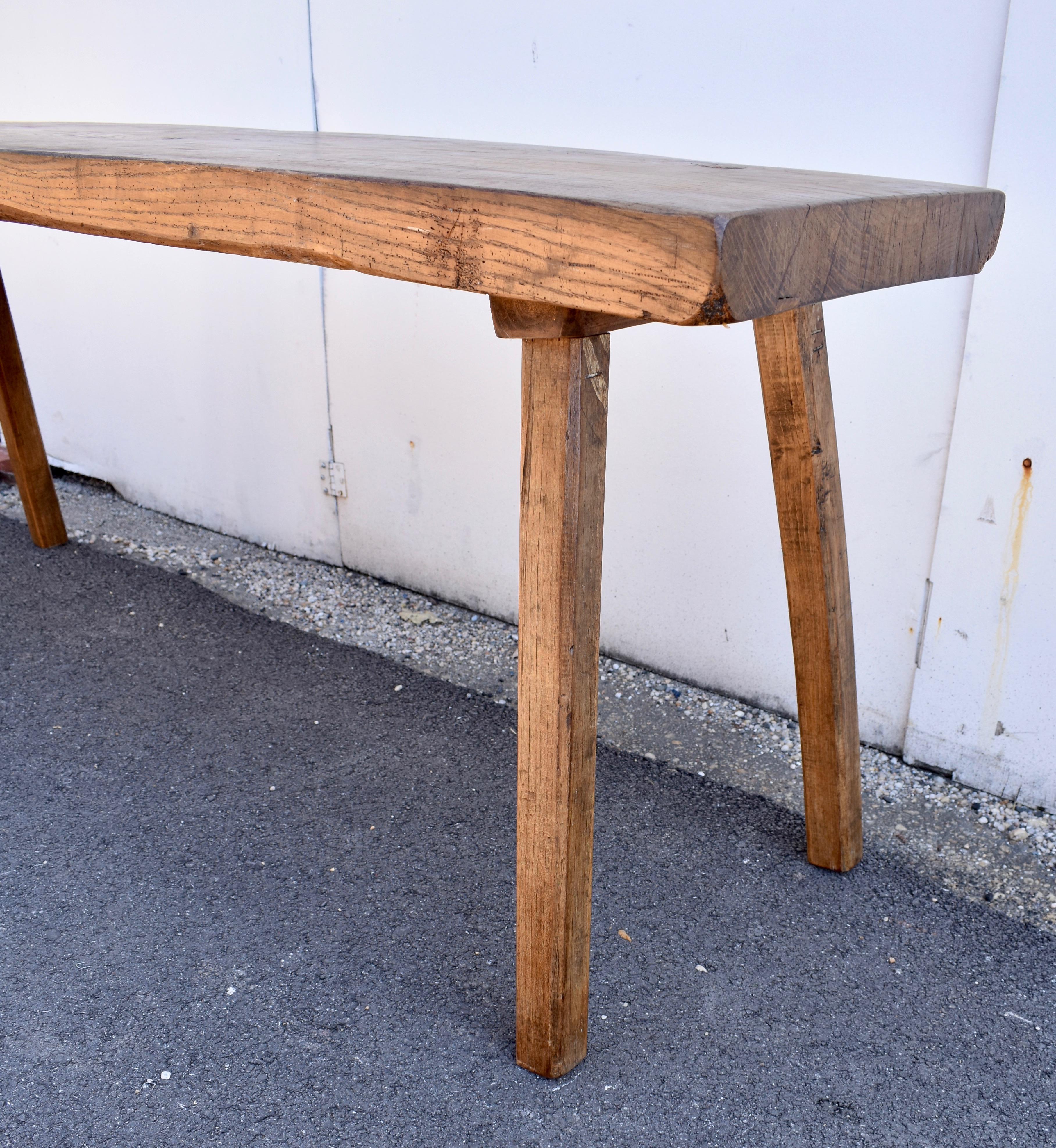 Oak Pig Bench Butcher's Block Table In Good Condition In Baltimore, MD