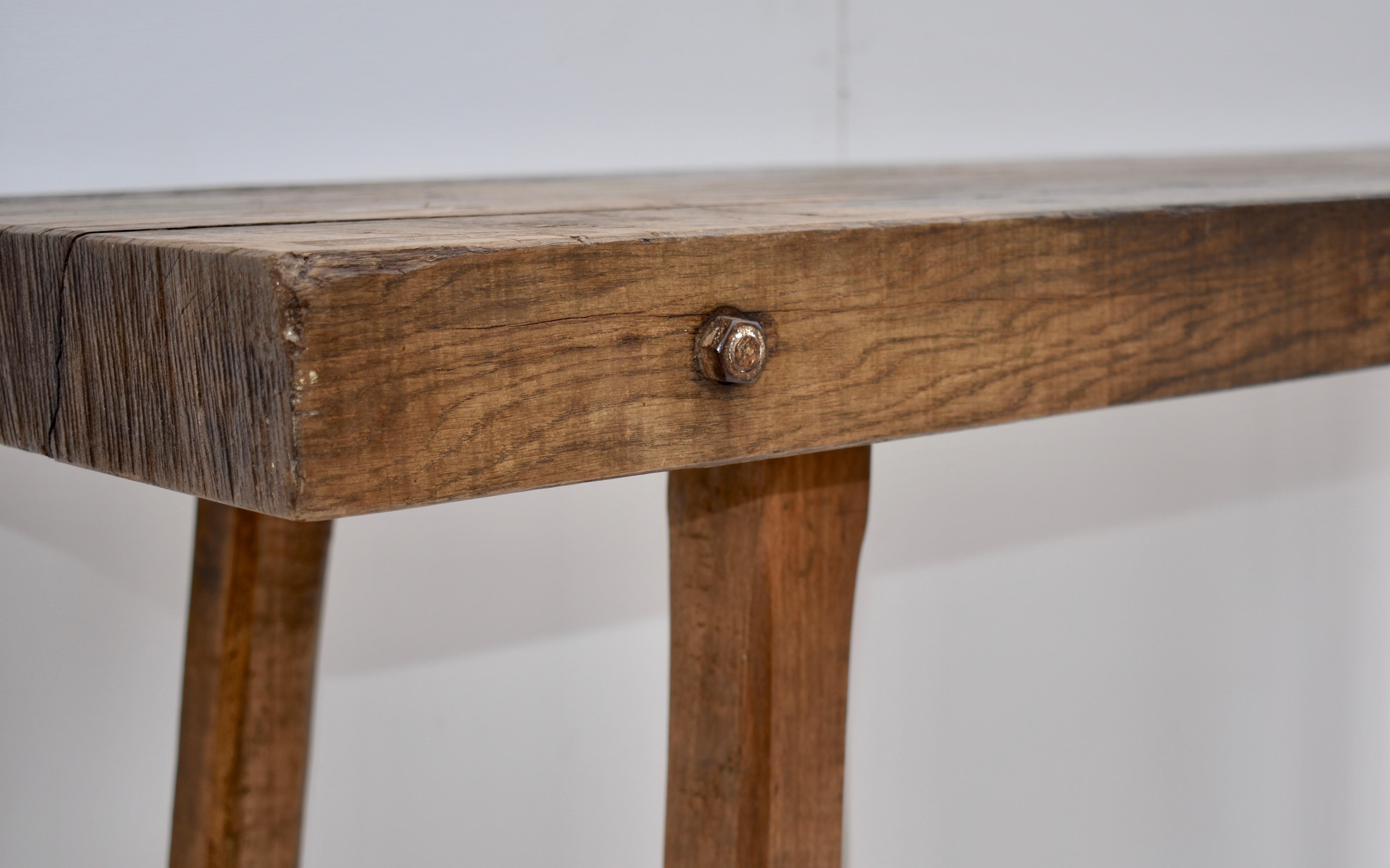 20th Century Oak Pig Bench Butcher's Block Table