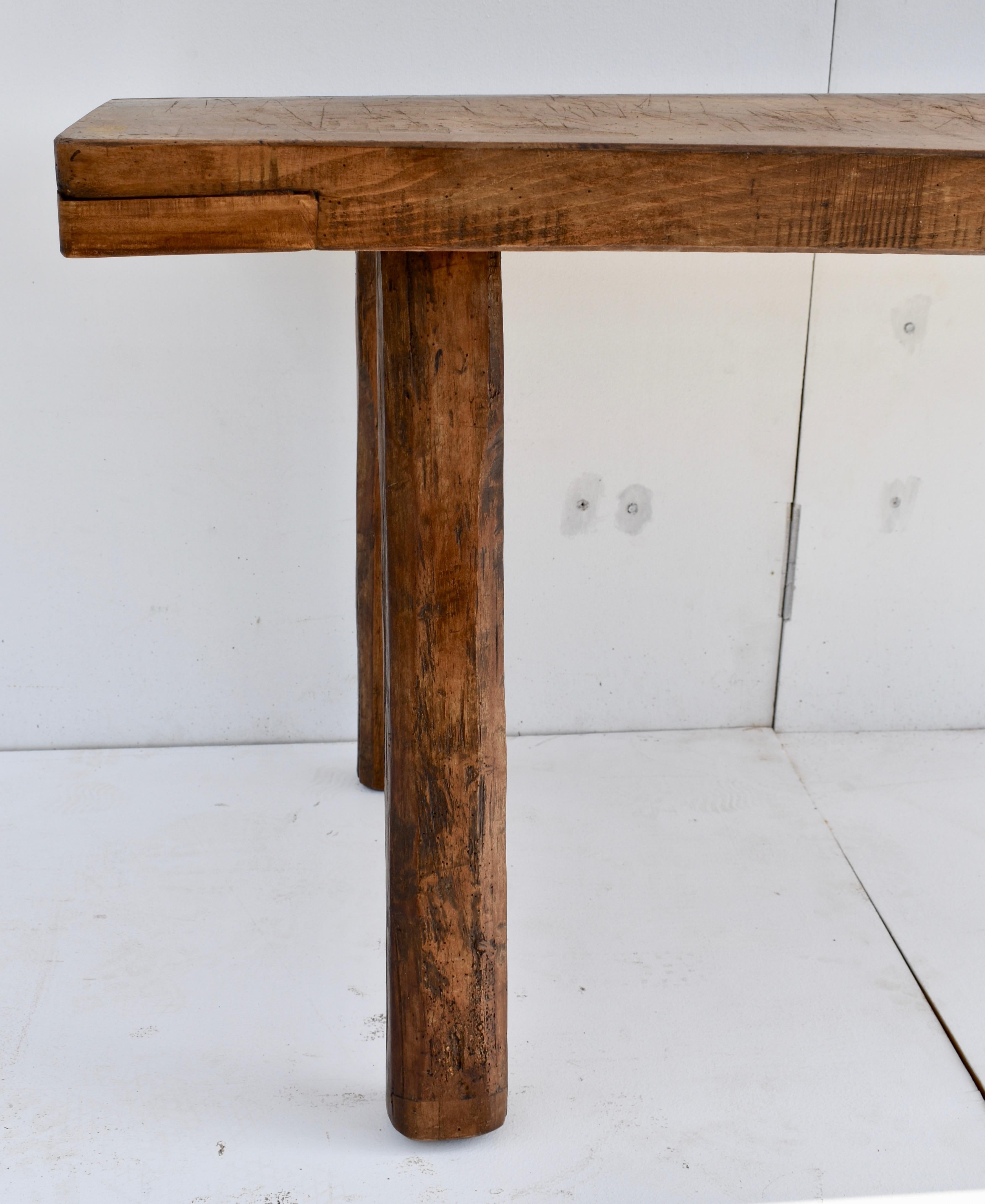 20th Century Oak Pig Bench Butcher's Block Table For Sale