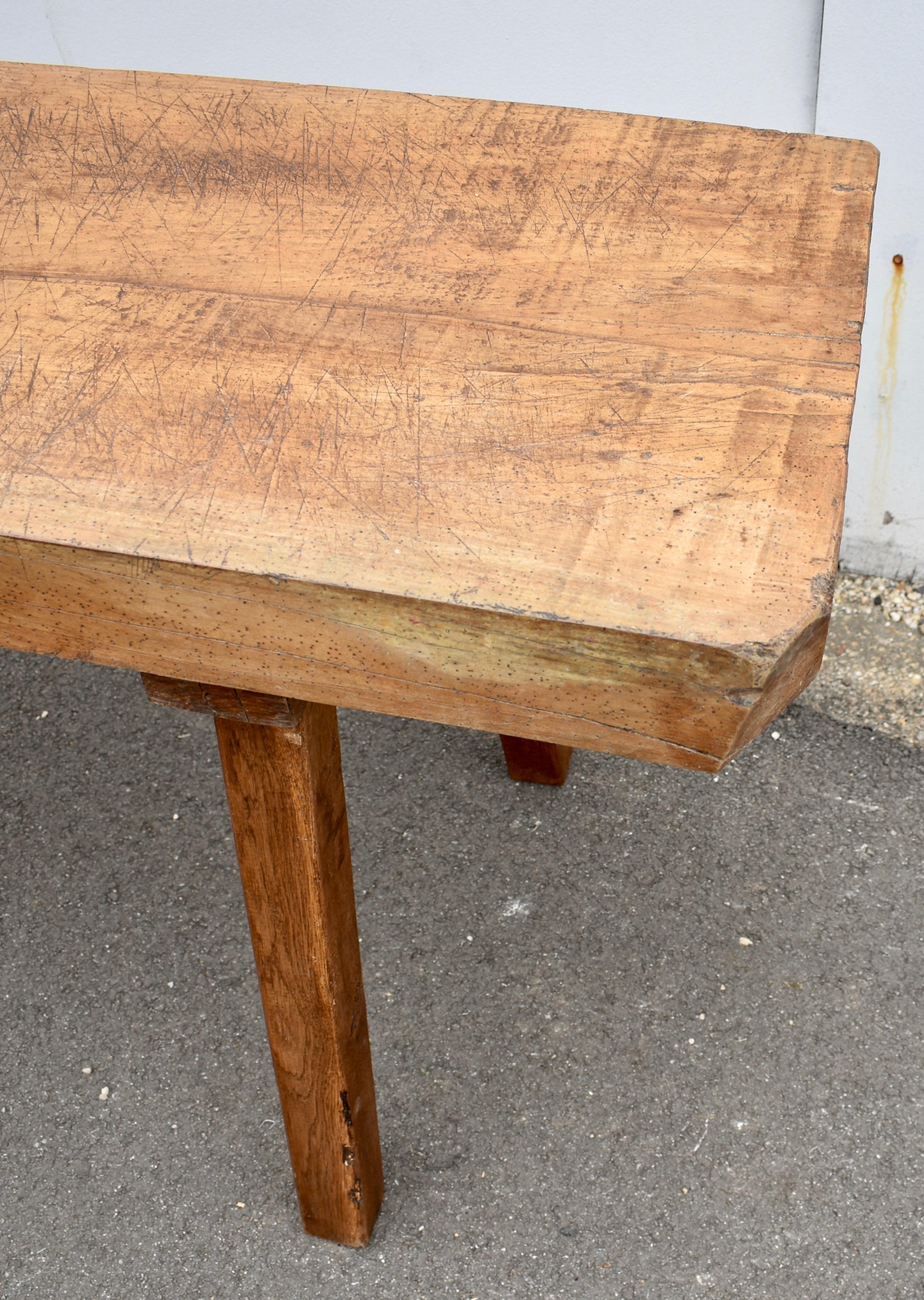 20th Century Oak Pig Bench Butcher's Block Table For Sale