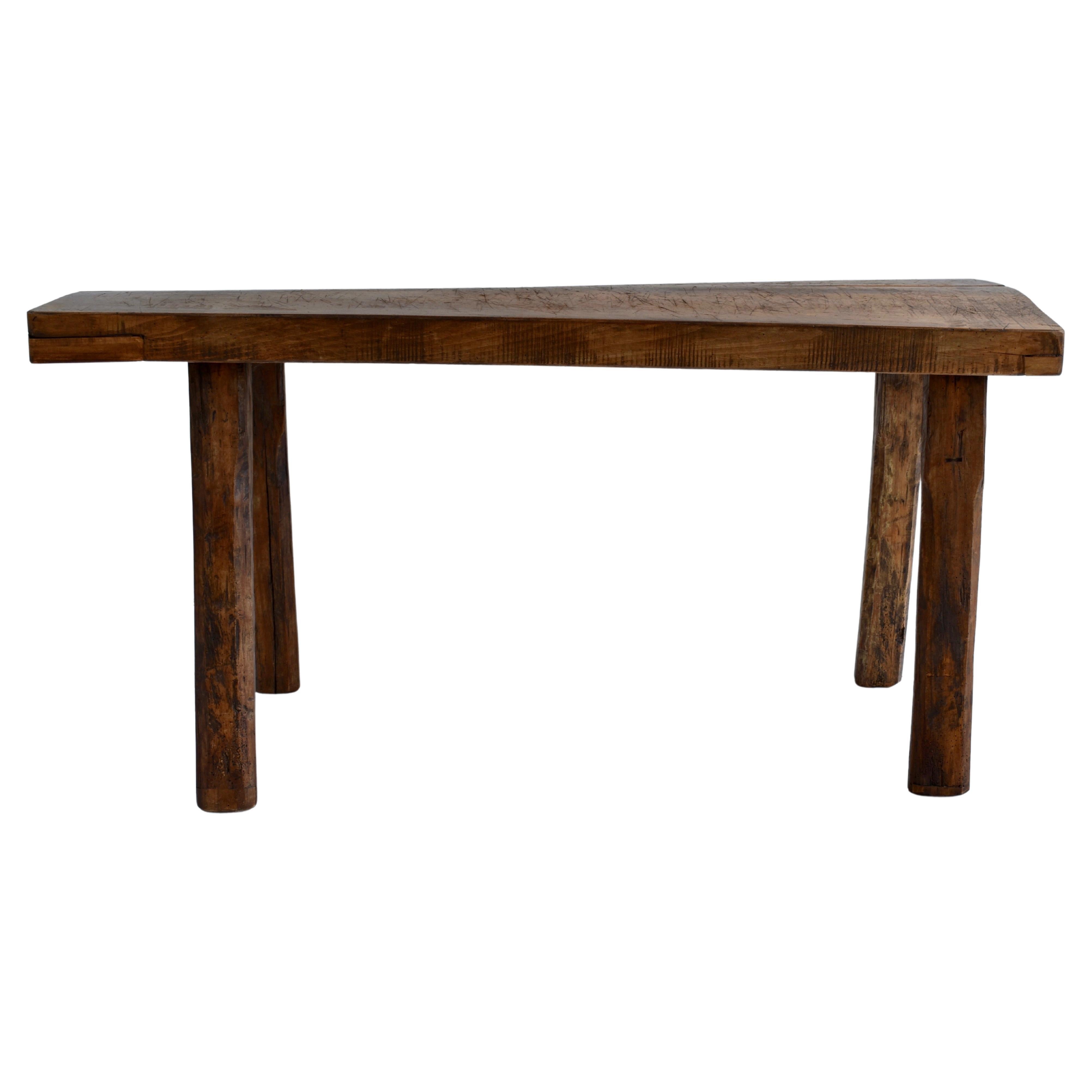 Oak Pig Bench Butcher's Block Table For Sale