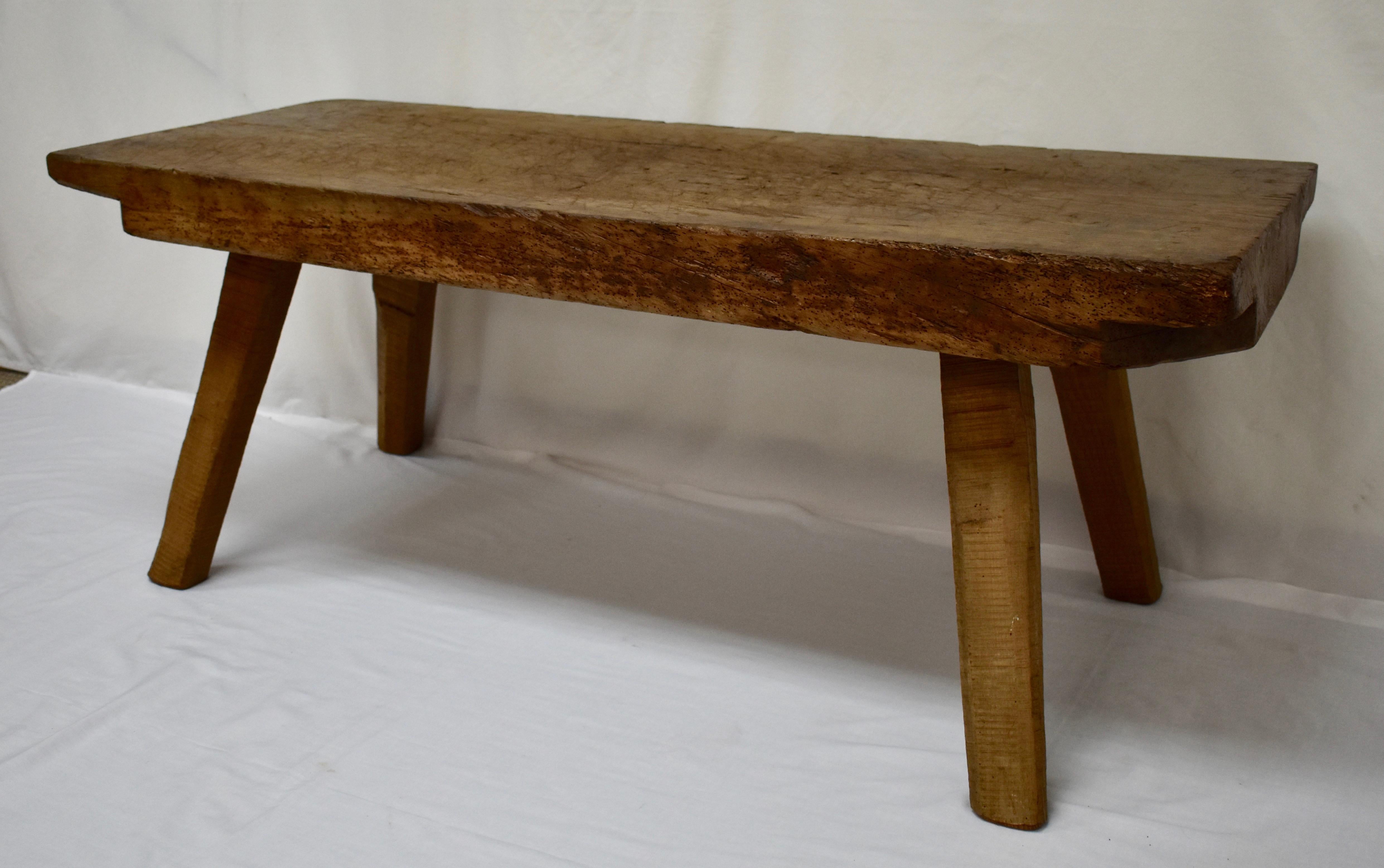 Polished Oak Pig Bench Coffee Table