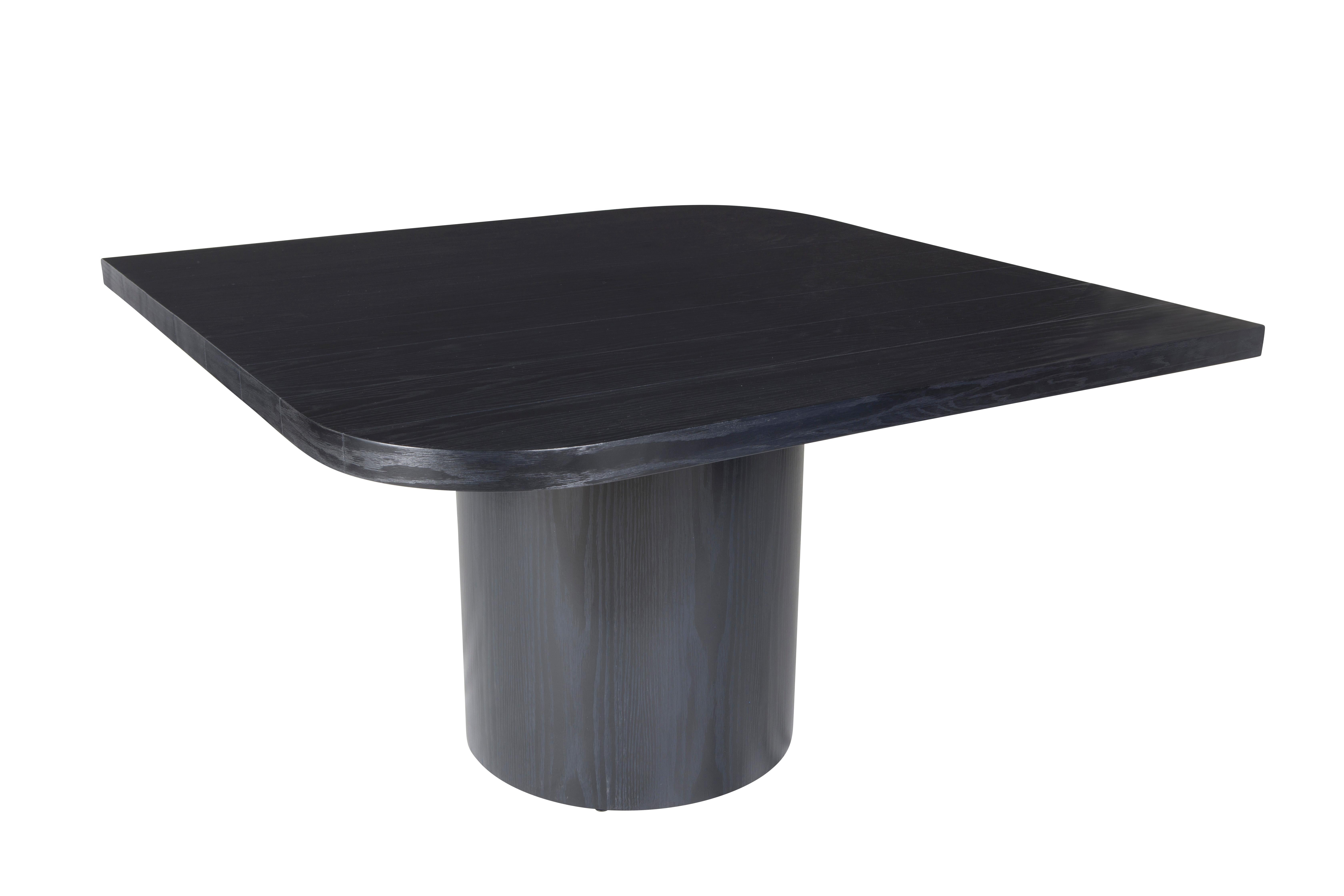 Modern Oak Plank Top Games Table in Onyx Finish with Opposing Corners For Sale