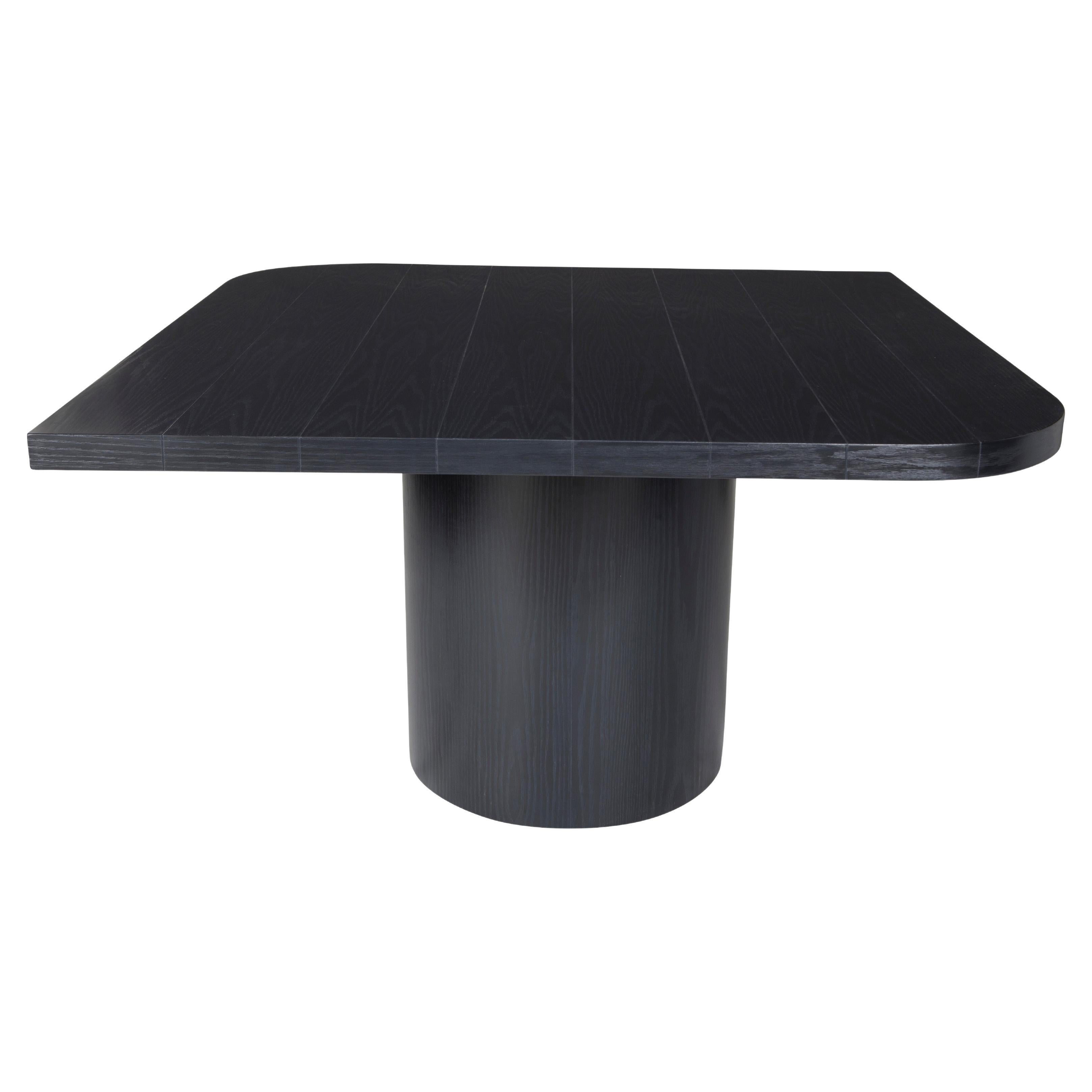 Oak Plank Top Games Table in Onyx Finish with Opposing Corners For Sale