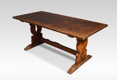 Antique Oak plank top refectory table
