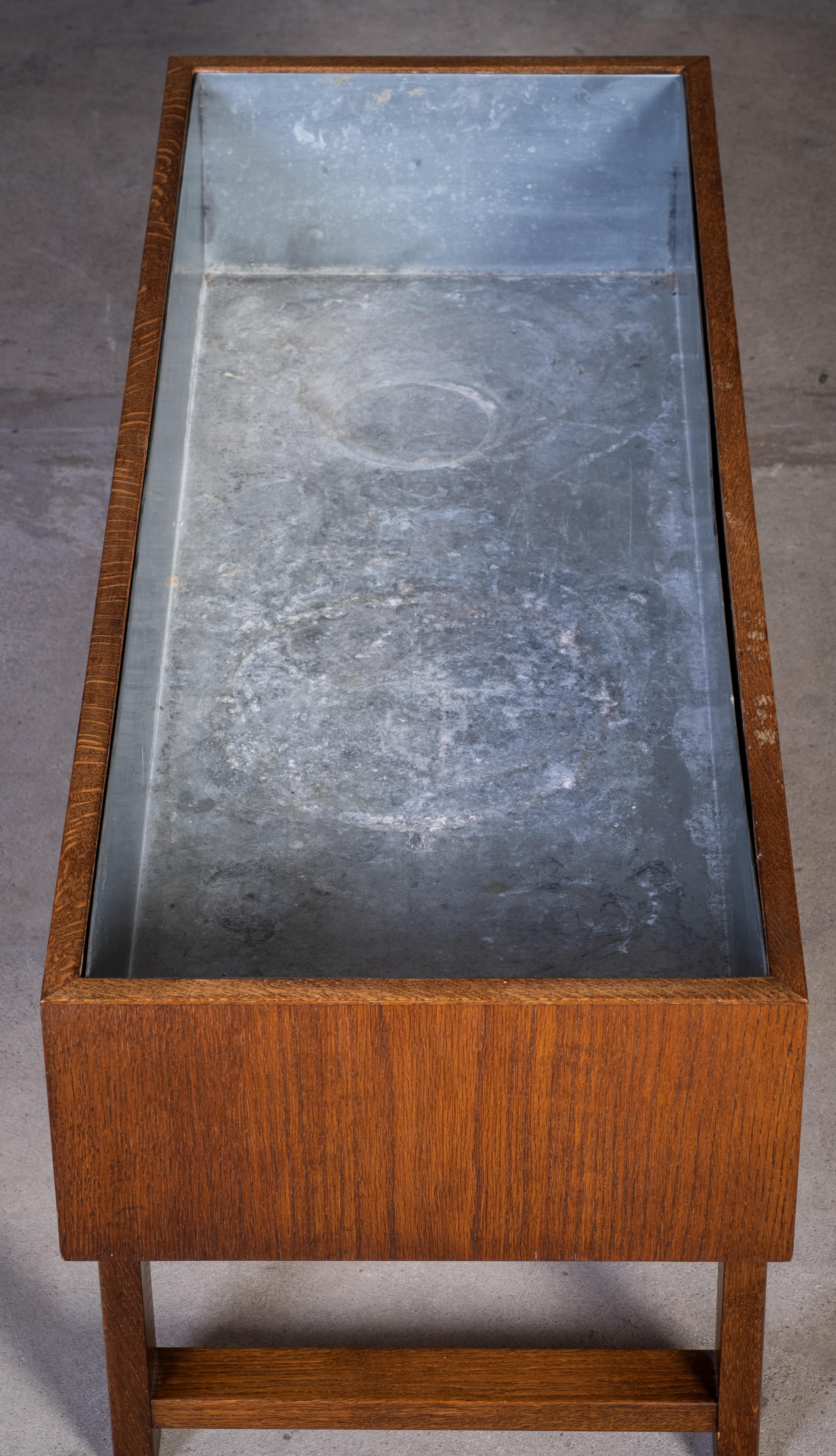 Mid-20th Century Oak Planter with Zinc Liner, Denmark, 1960s For Sale