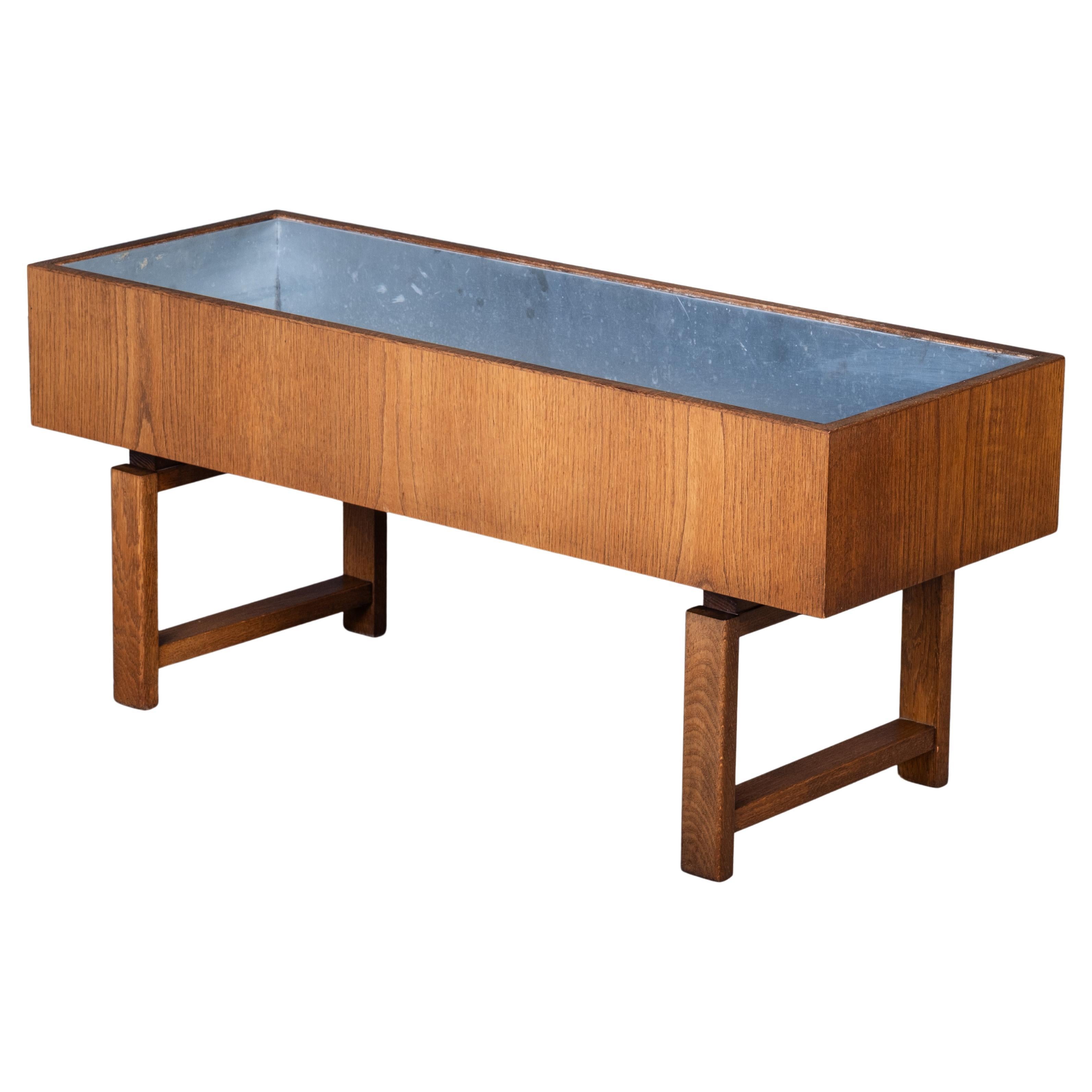 Oak Planter with Zinc Liner, Denmark, 1960s