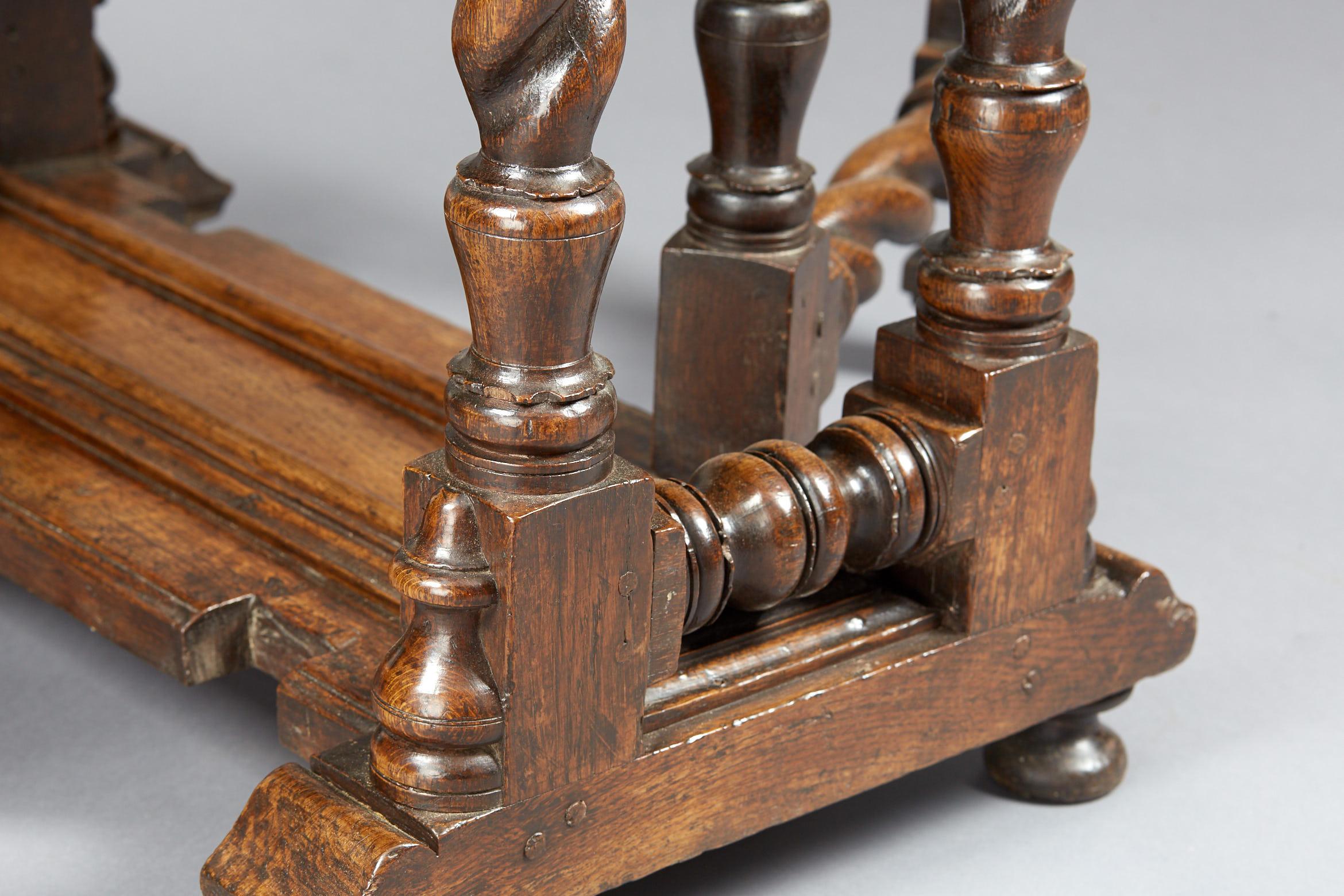 18th Century and Earlier Oak Platform Base Gate Leg Dining Table, Charles II / William & Mary, circa 1680 For Sale