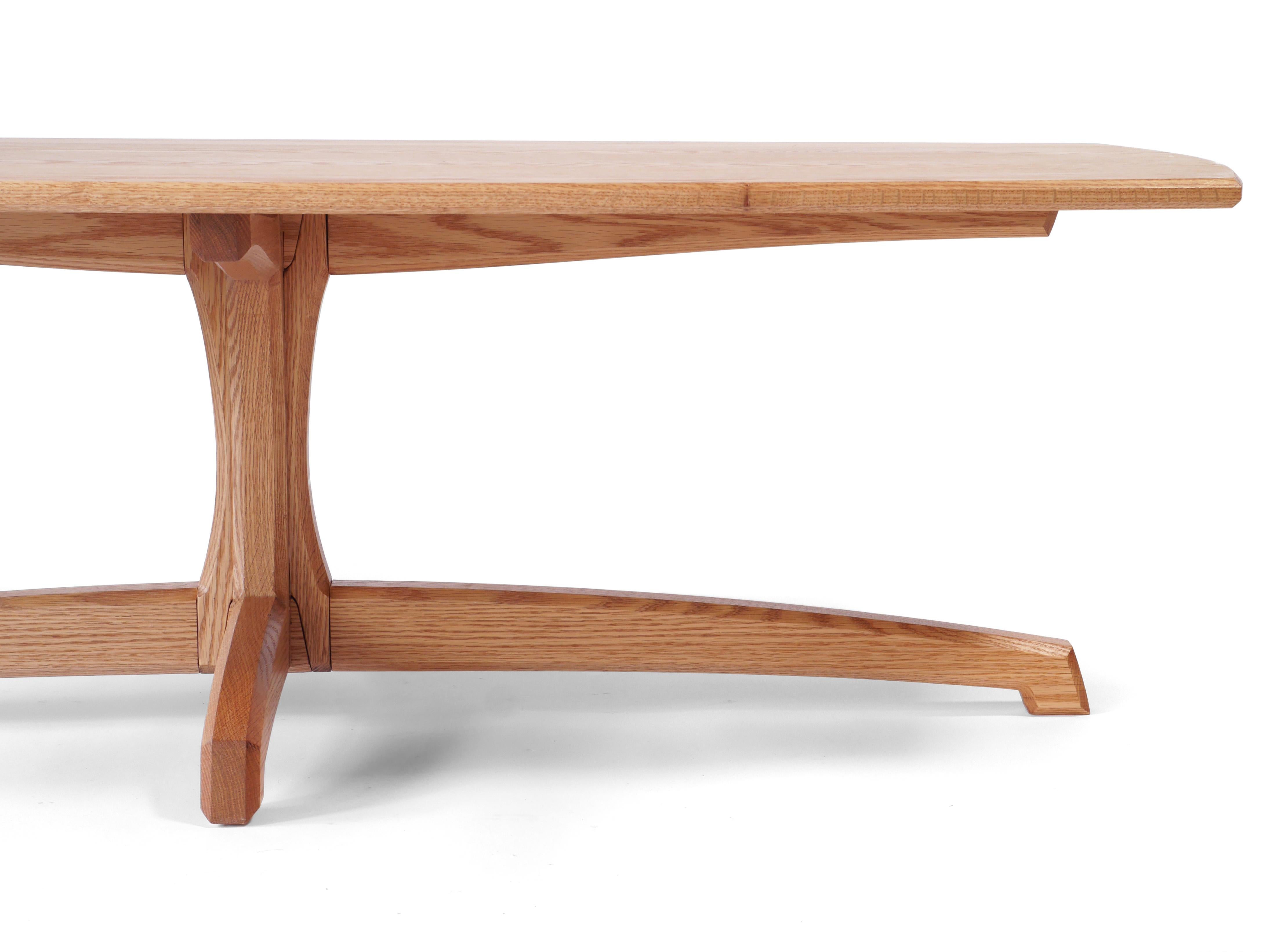 Oak Plume Coffee Table, Contemporary Pedestal Living Room Table by Arid In New Condition For Sale In Albuquerque, NM