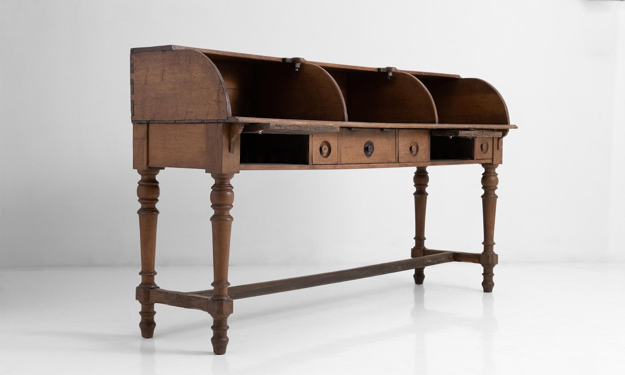 20th Century Oak Postal Desk, France circa 1900