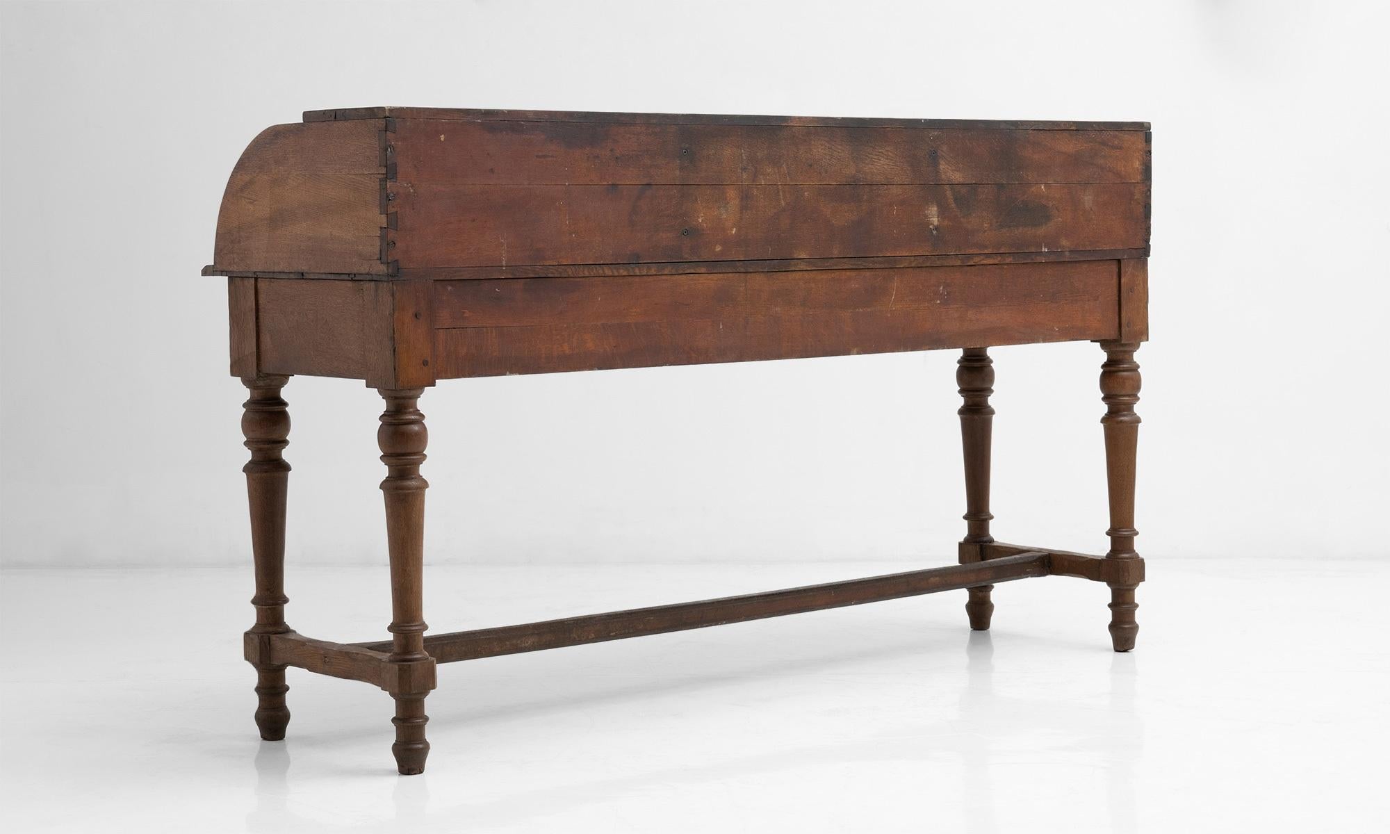 Ceramic Oak Postal Desk, France circa 1900