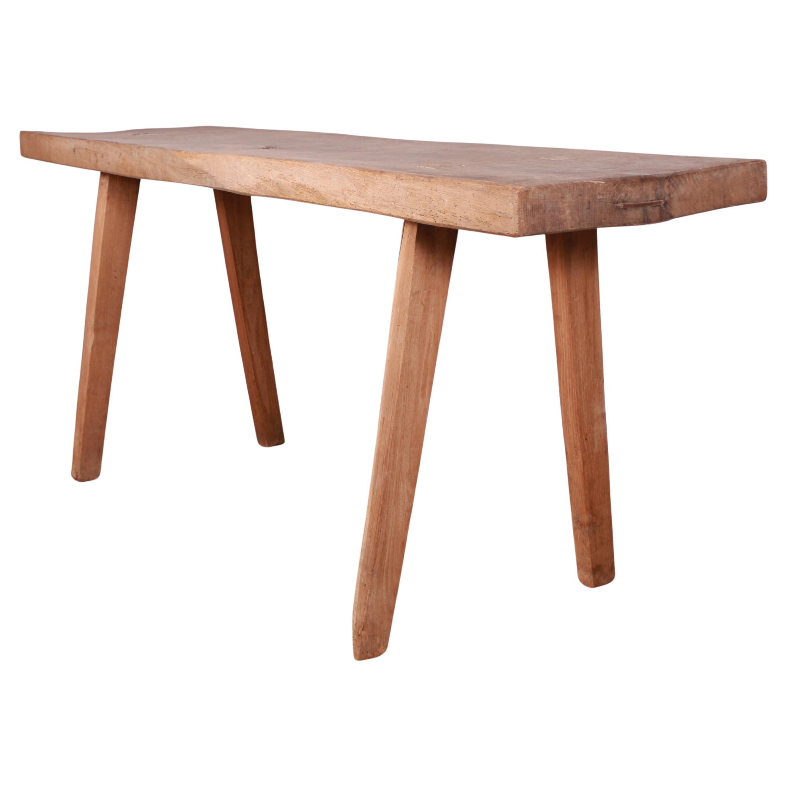 Oak Primitive Side Table For Sale