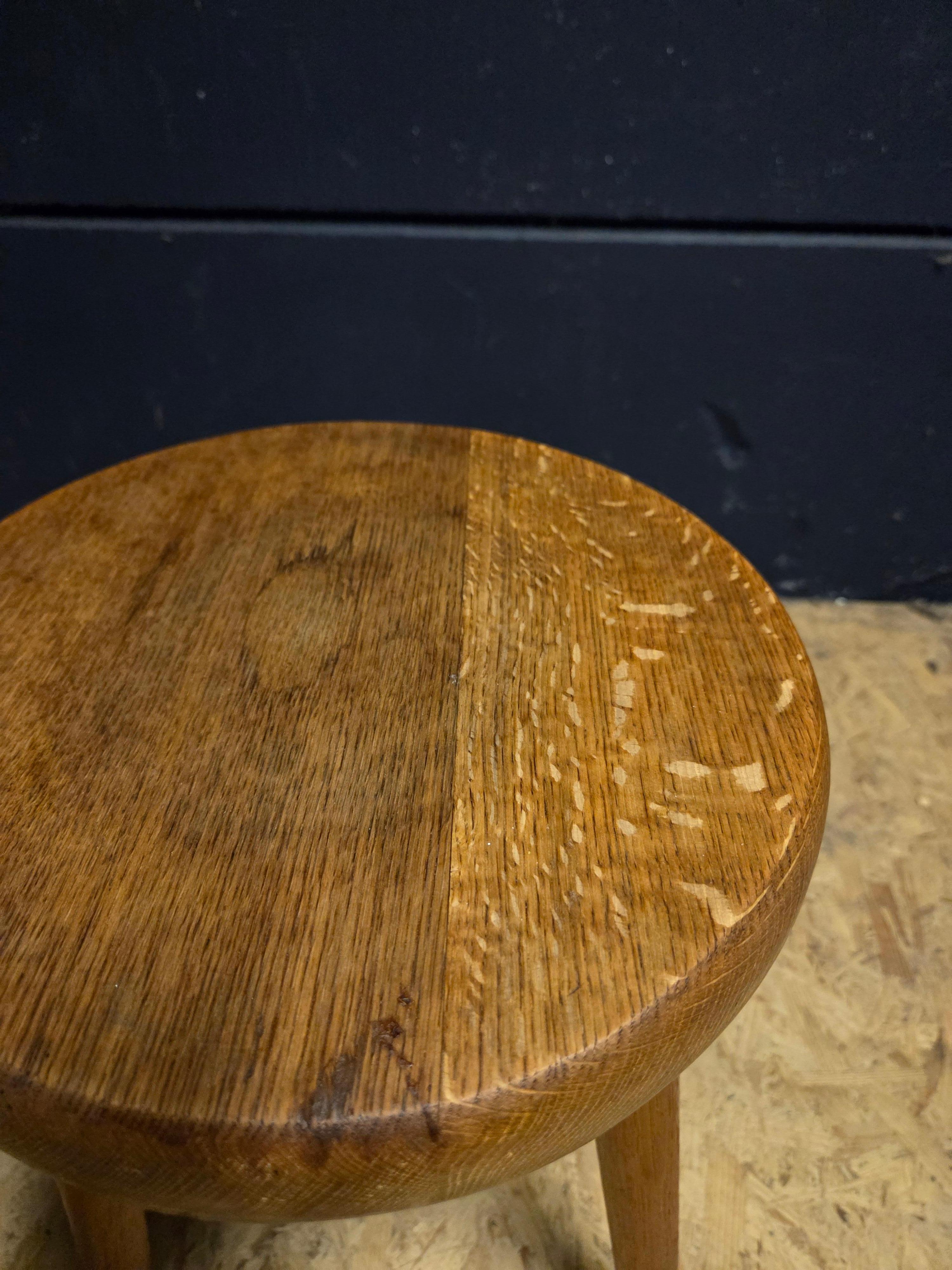 French Oak Primitive stool french 1970 For Sale