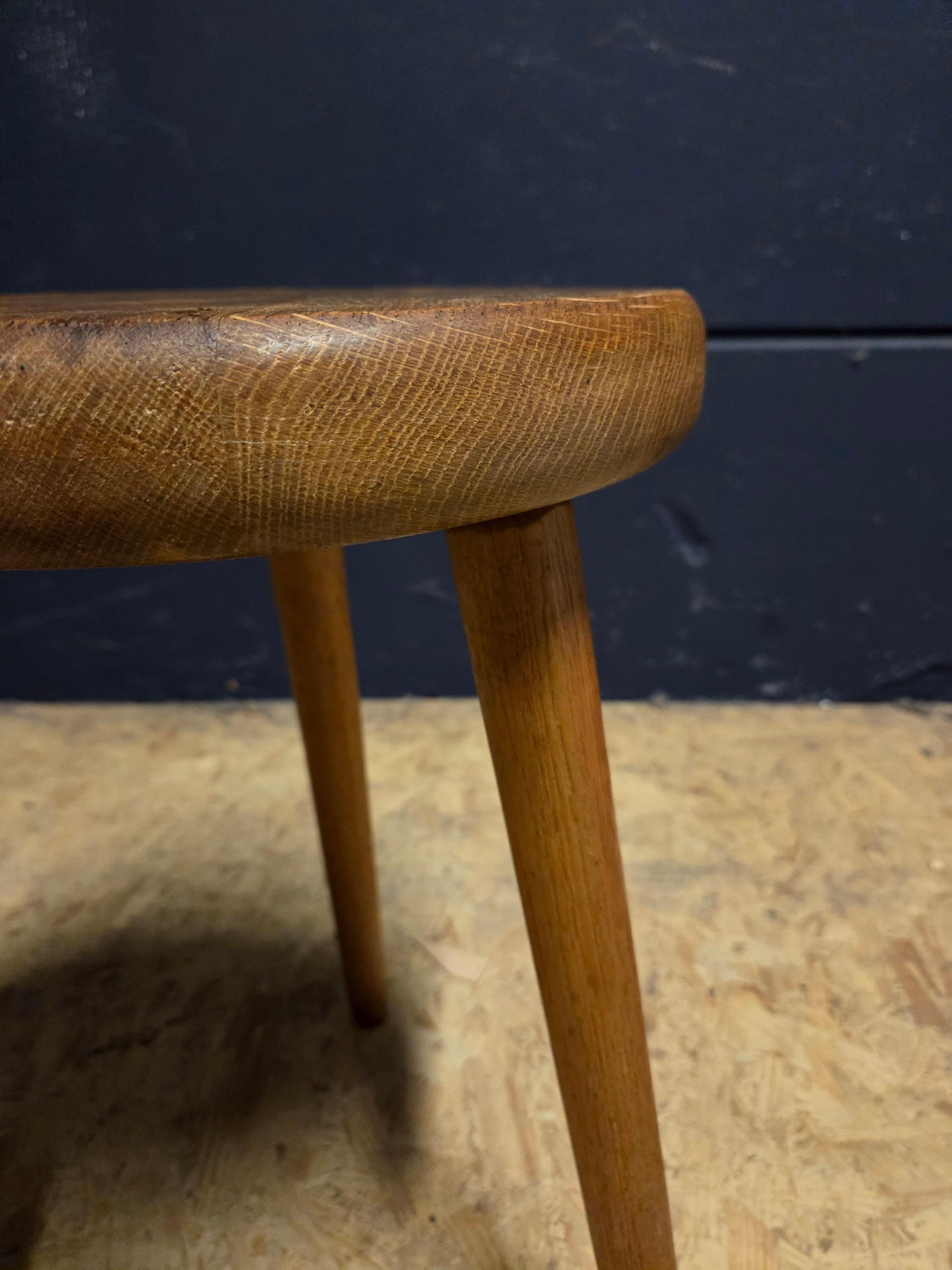 Mid-20th Century Oak Primitive stool french 1970 For Sale