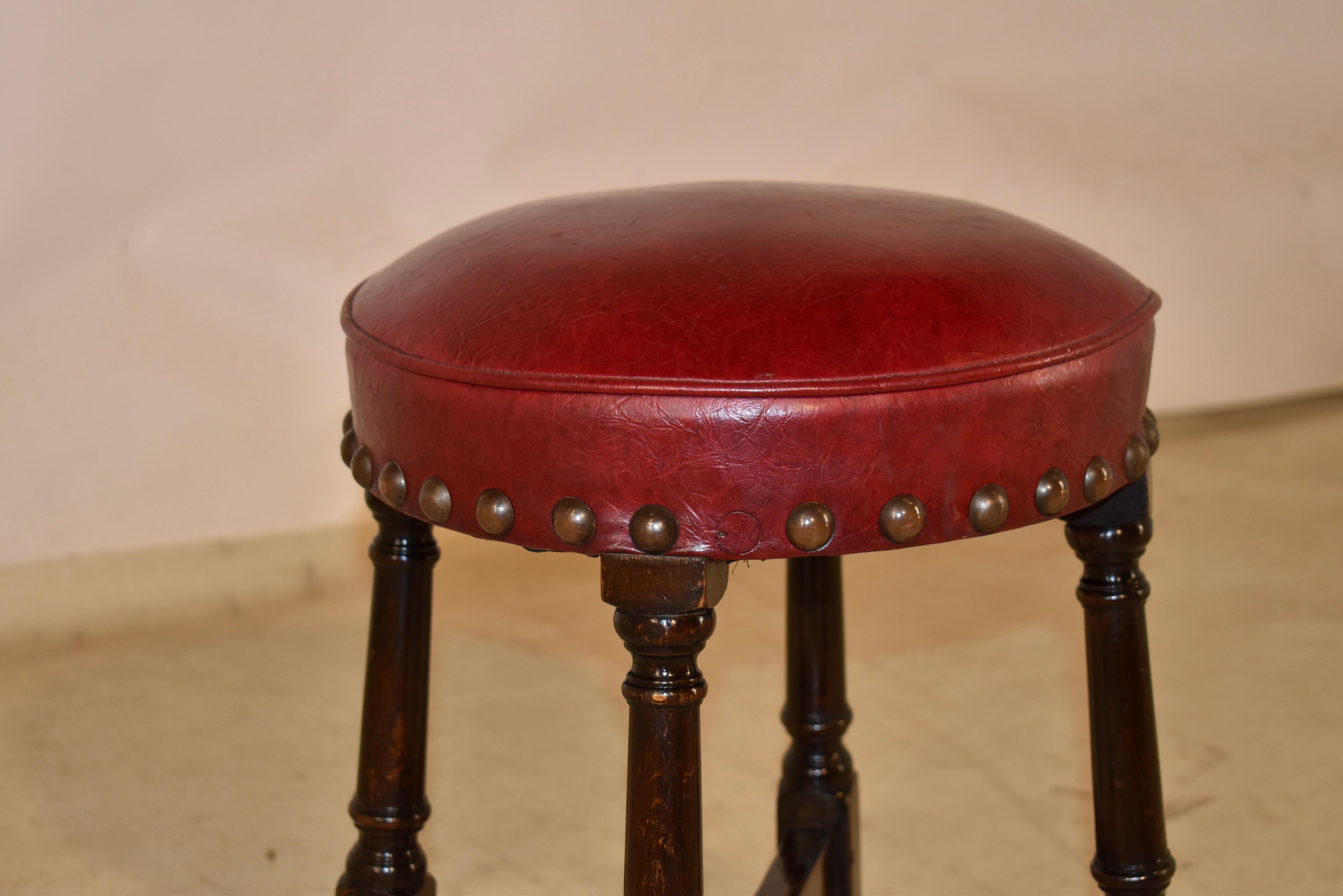 Edwardian Oak Pub Stool, Circa 1920 For Sale