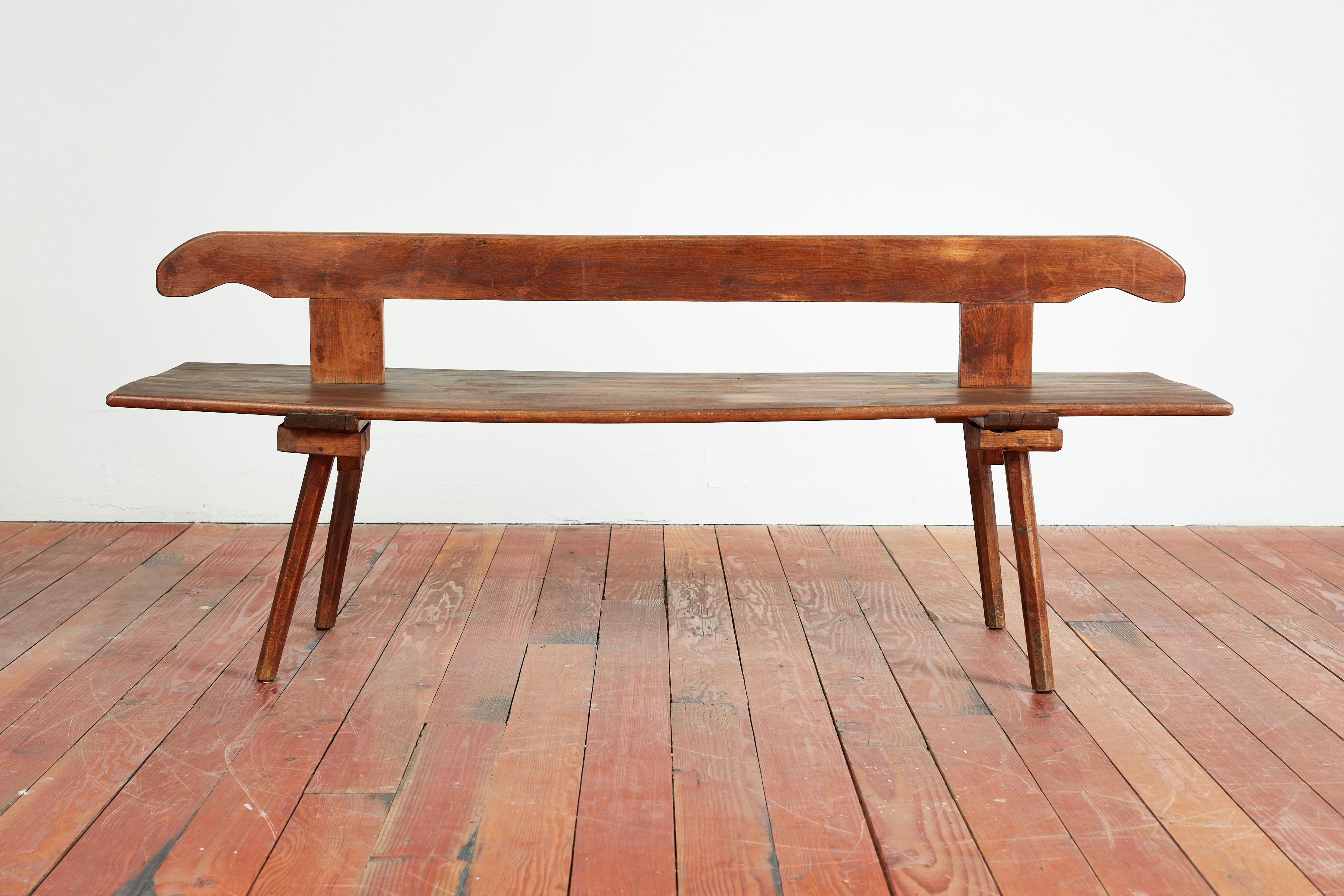 French Oak Railroad Bench For Sale