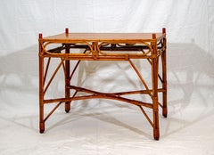 Oak & Rattan Occasional / Breakfast Table