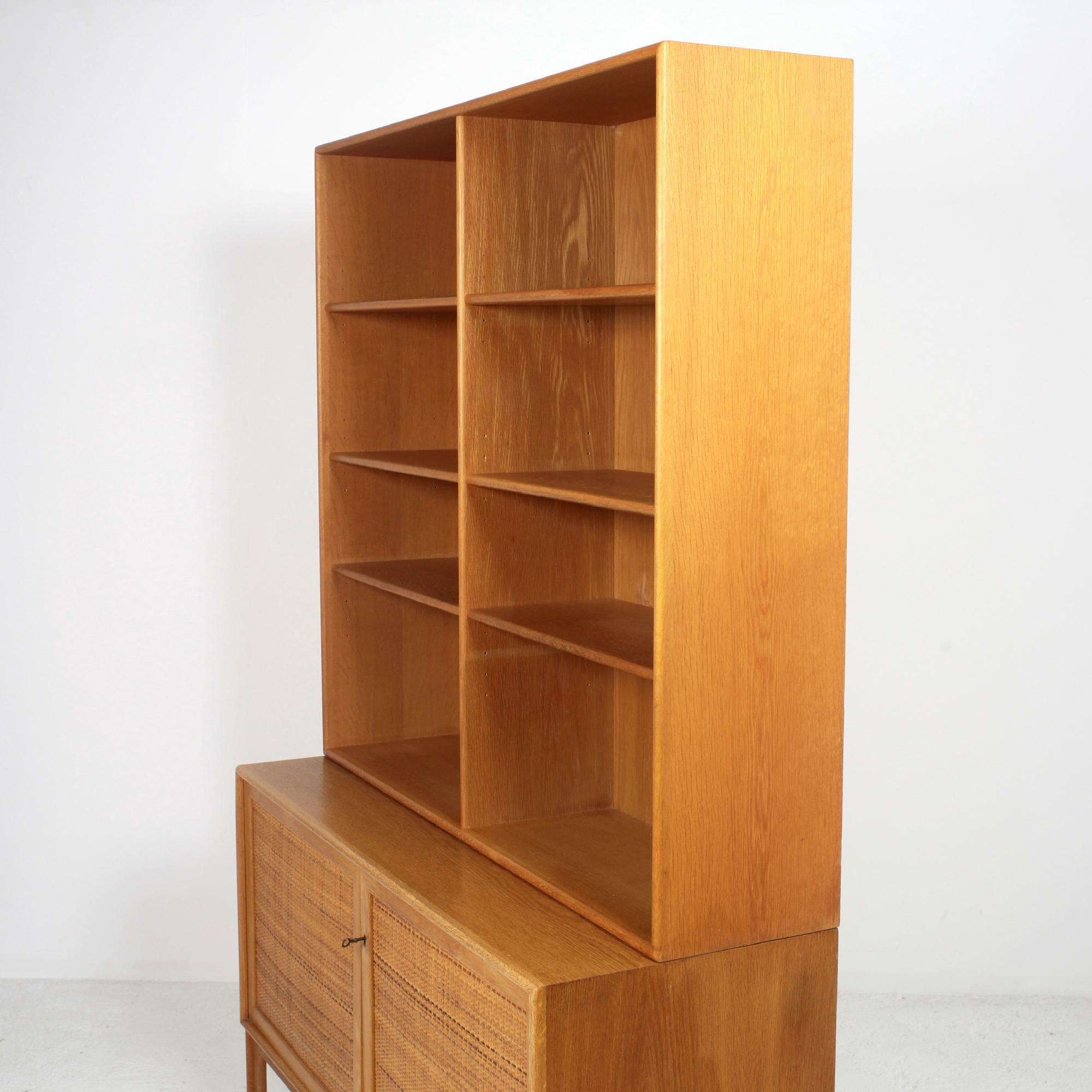 Oak & Rattan Sideboard Bookcase by Alf Svensson, 1960s For Sale 9