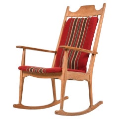 Vintage Oak "Razor Blade" Rocking Chair by Henning Kjærnulf for EG, Denmark, c. 1970's