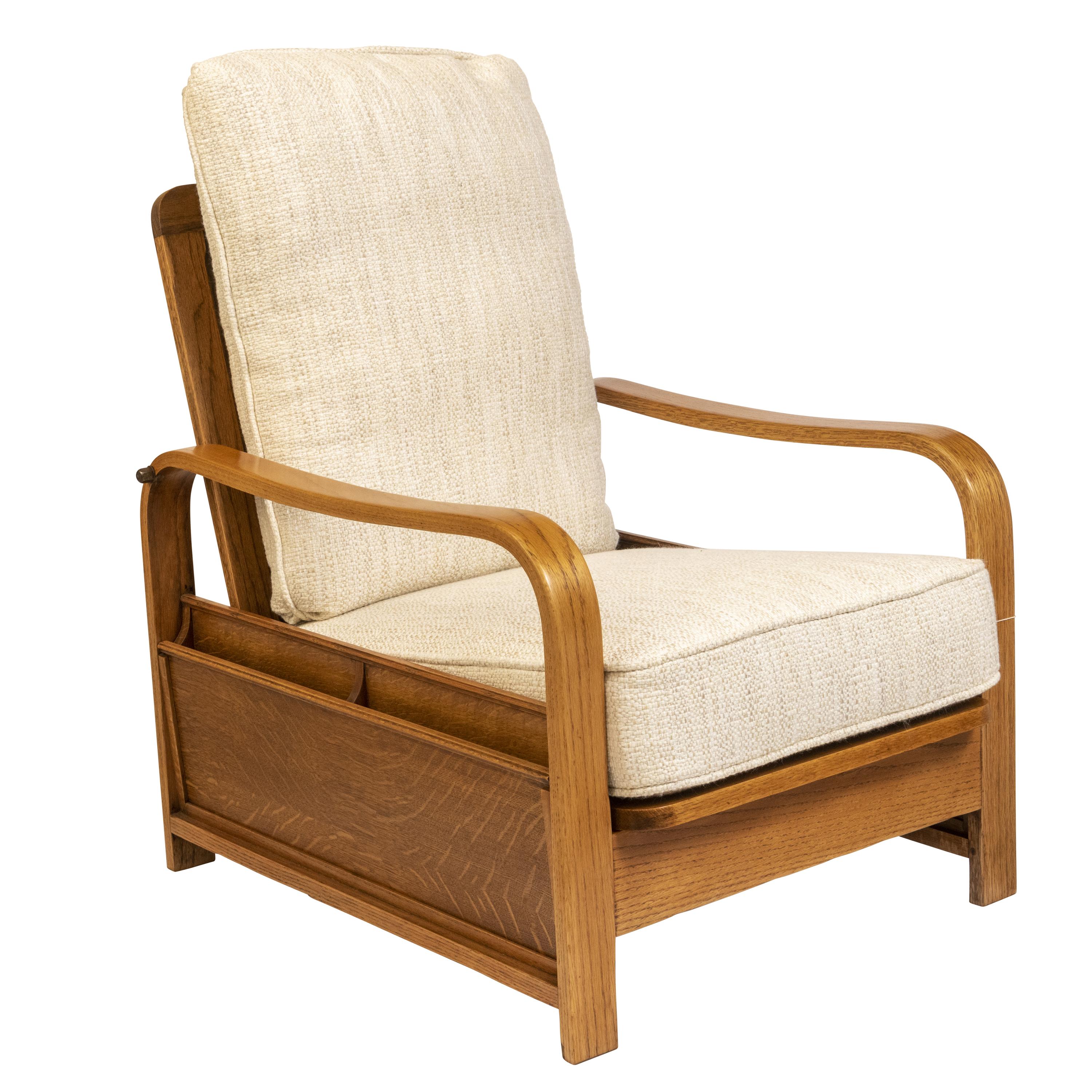 Metà XX secolo Poltrona reclinabile in Oak di Heals, Inghilterra, circa 1930 in vendita