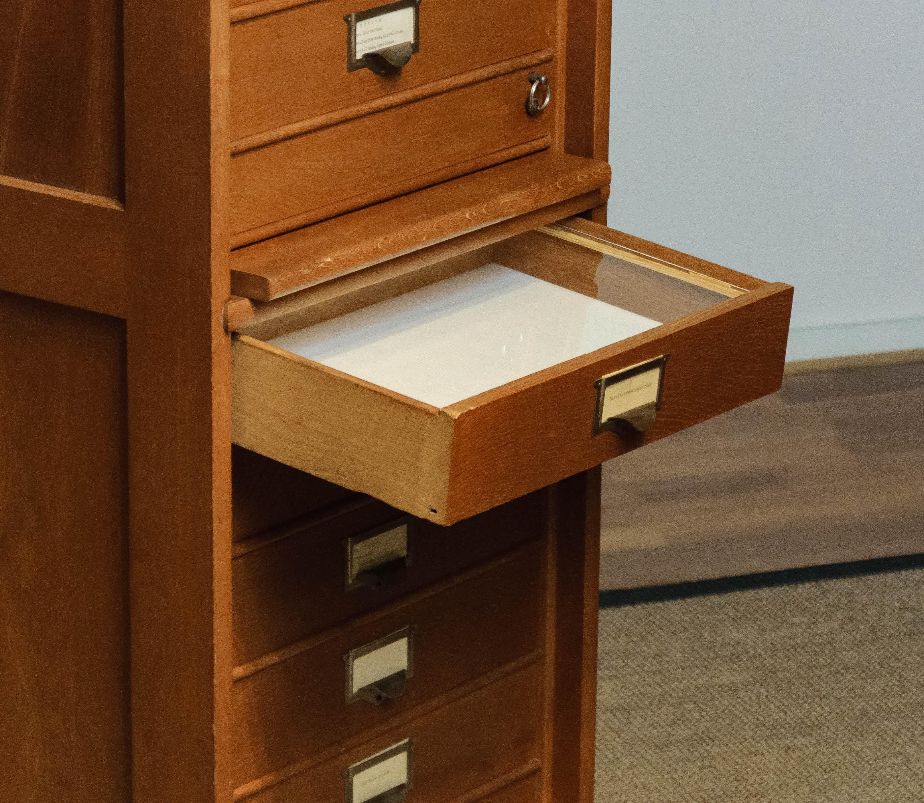 Oak Rectangular Drawer / Archive / Entomology Cabinet by Atvidabergs Sweden 1940 3