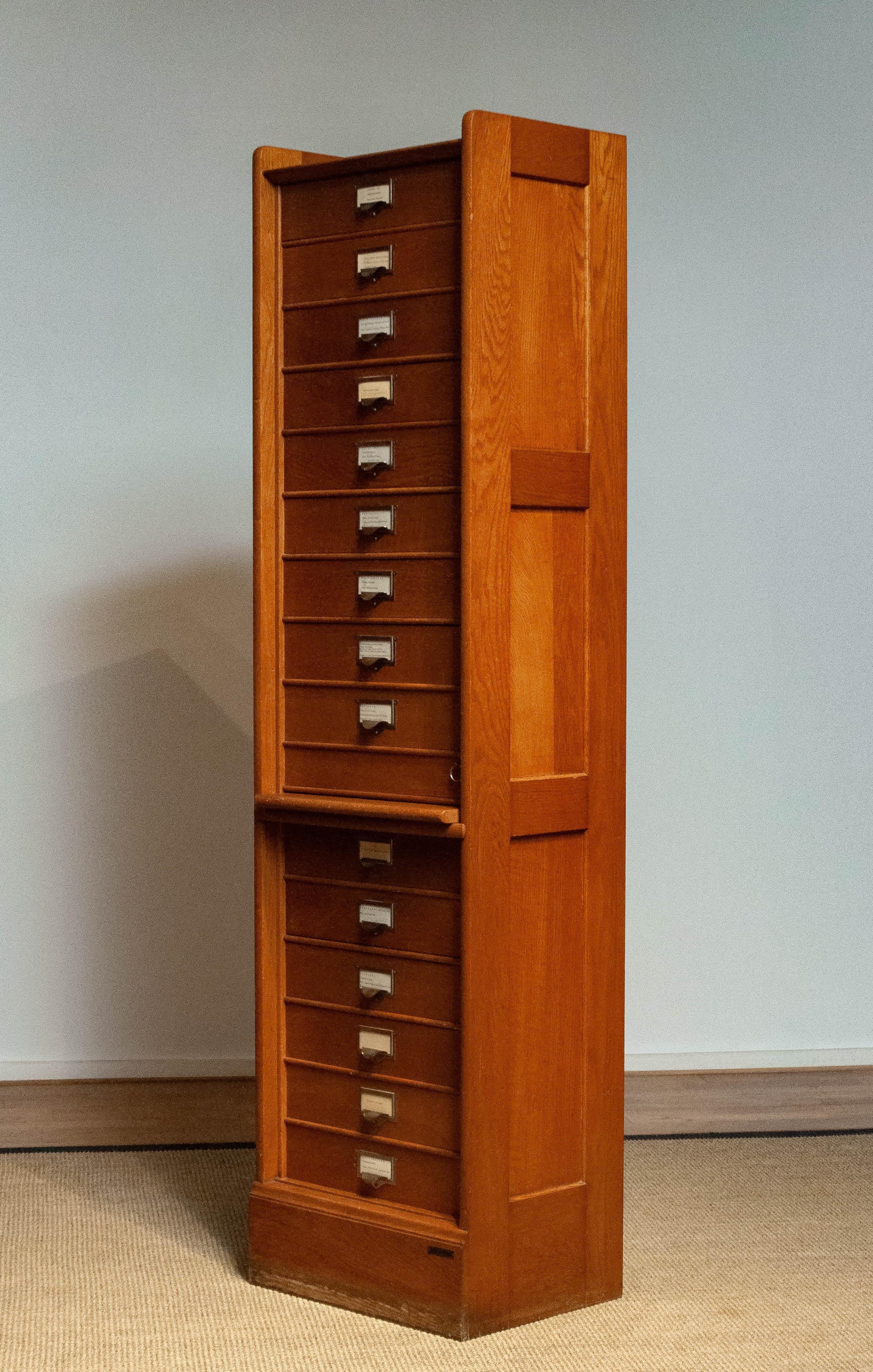 Oak Rectangular Drawer / Archive / Entomology Cabinet by Atvidabergs Sweden 1940 5