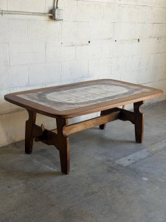 Oak Rectangular Tile-Top Coffee Table Danish Mid-Century Modern 1970s